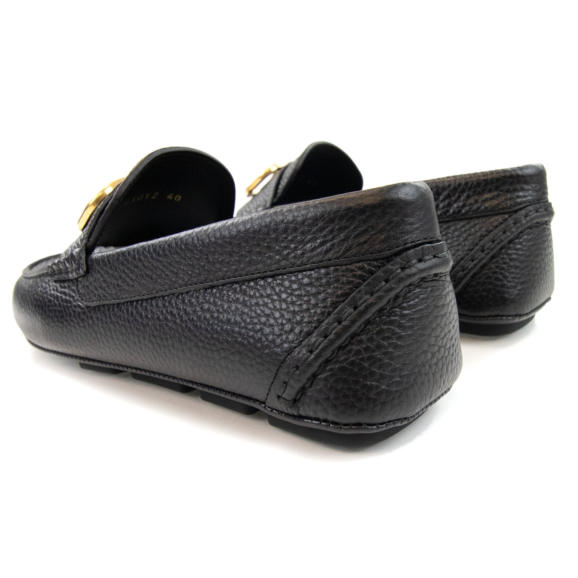 Valentino Vlogo Calfskin Driving Shoe Black/gold