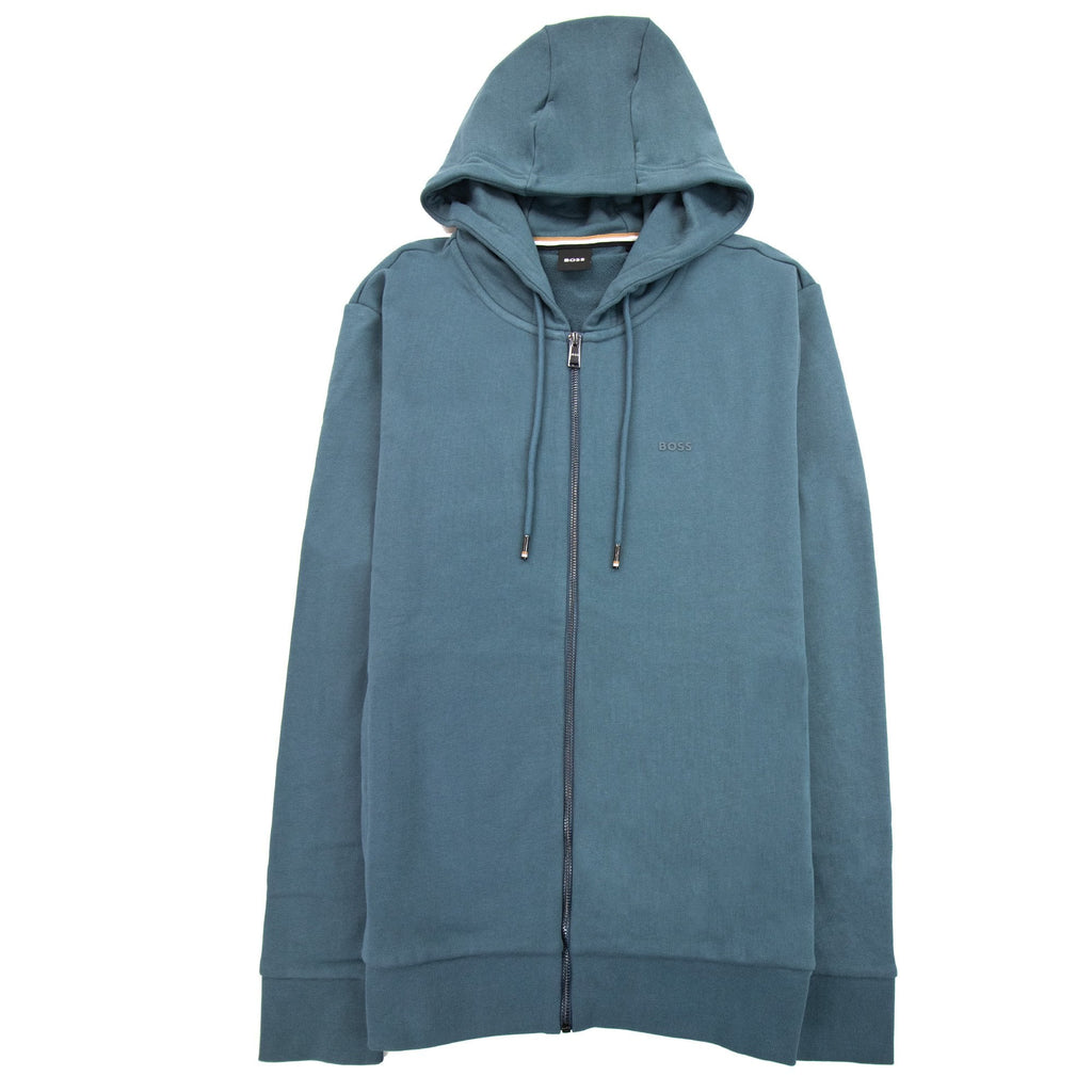 Hugo Boss Seeger 92 Zip Hoodie Rubber Logo Turquoise 445