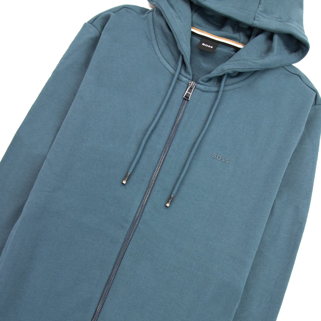 Hugo Boss Seeger 92 Zip Hoodie Rubber Logo Turquoise 445