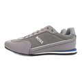 Hugo Boss Rusham Faux Leather And Mesh Trainers Medium Grey