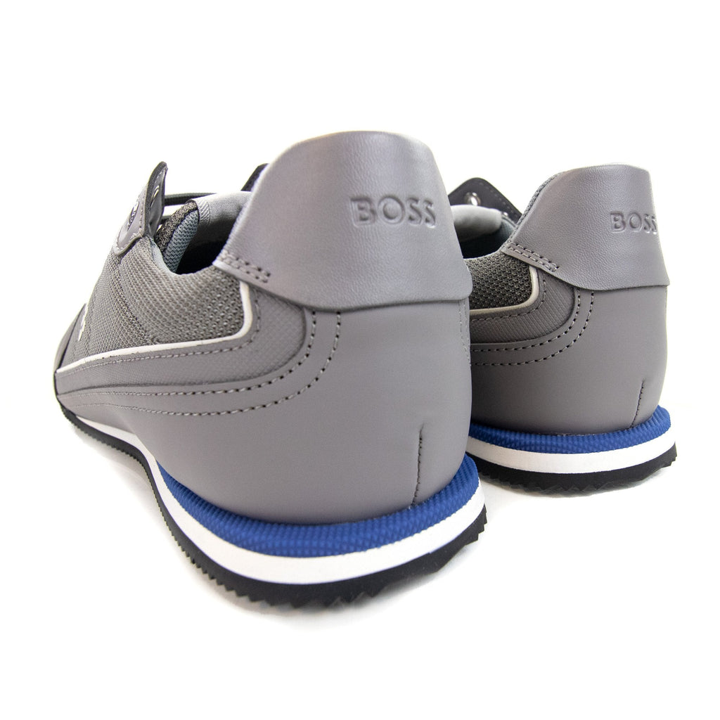 Hugo Boss Rusham Faux Leather And Mesh Trainers Medium Grey