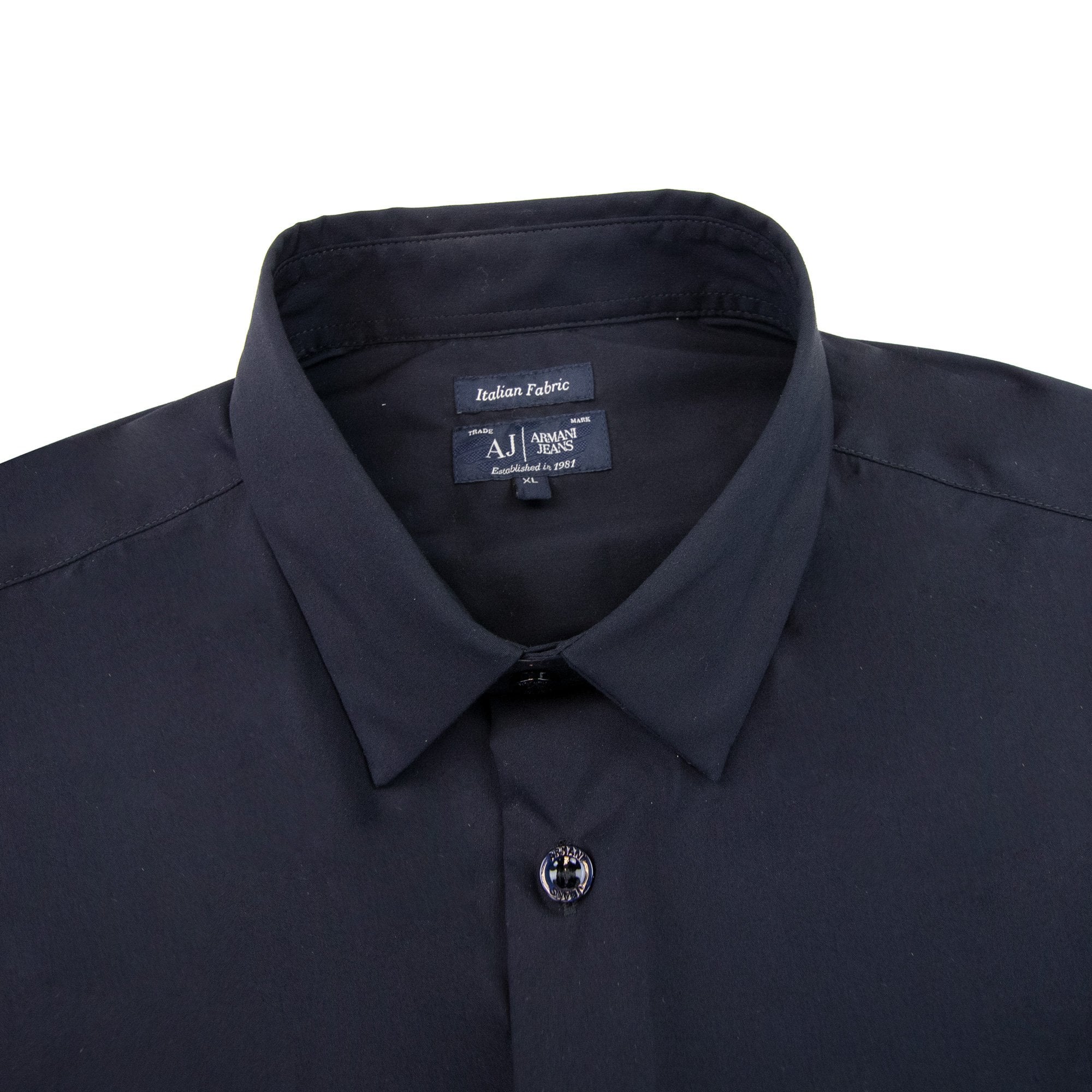 Armani Jeans Aj Embroidered Logo L/s Shirt Navy Blue