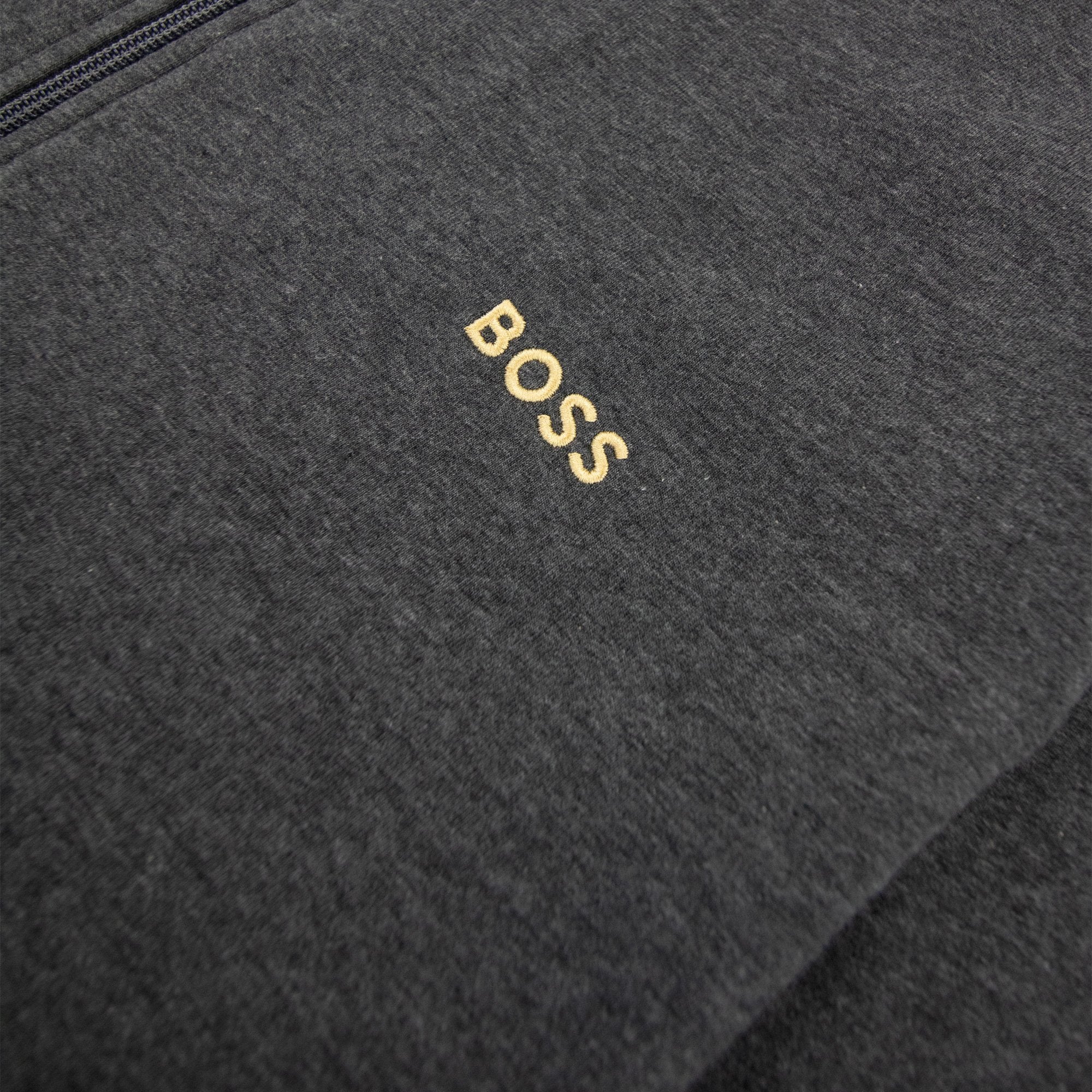 Hugo Boss Logo-embroidered Zip-up Jacket In Stretch Cotton Dark Grey 010