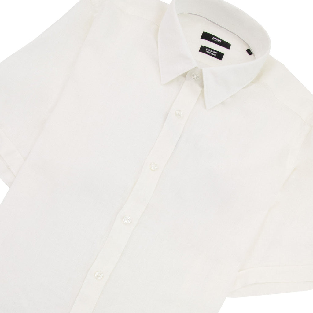 Hugo Boss Luka Short Sleeve Pur Linen Shirt White