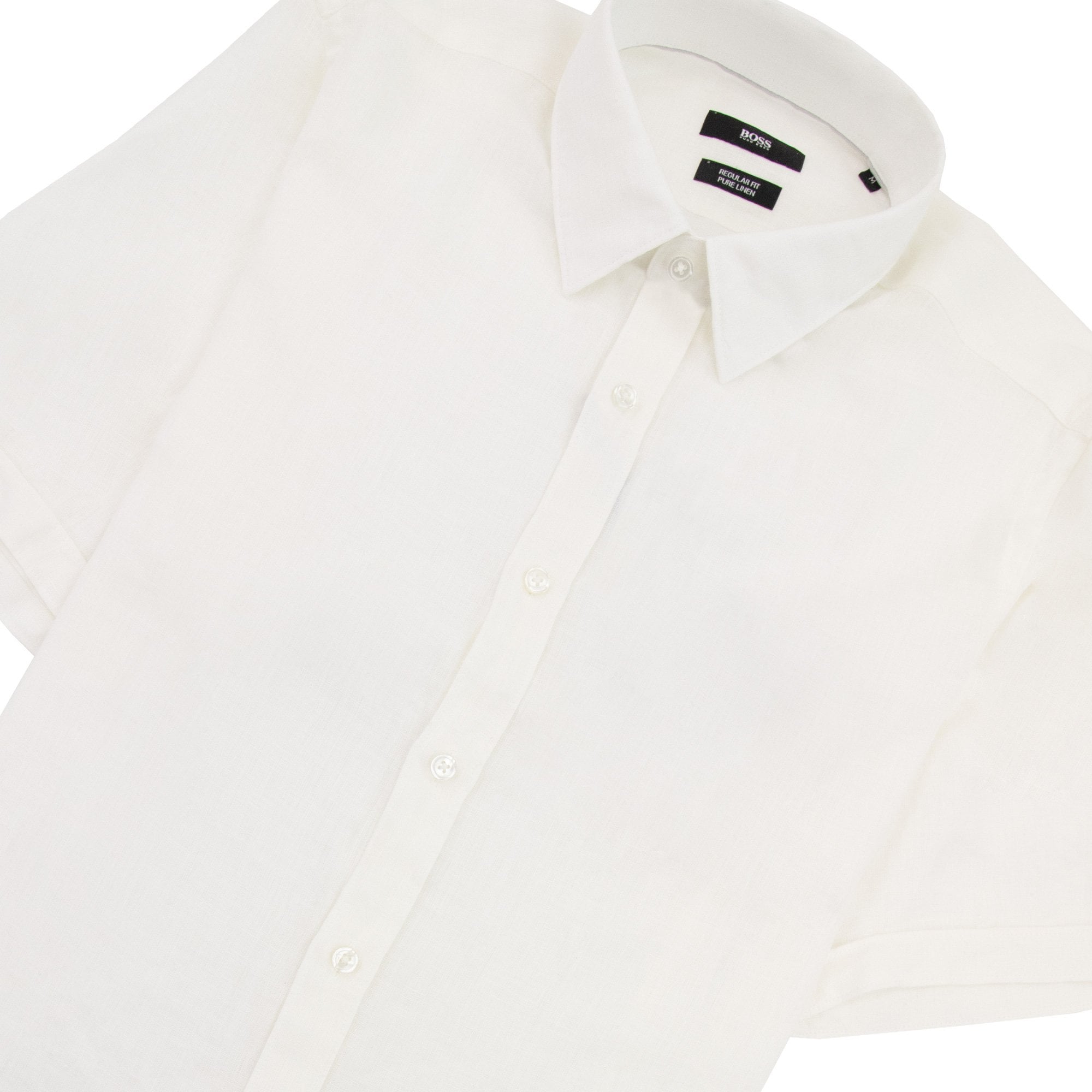 Hugo Boss Luka Short Sleeve Pur Linen Shirt White
