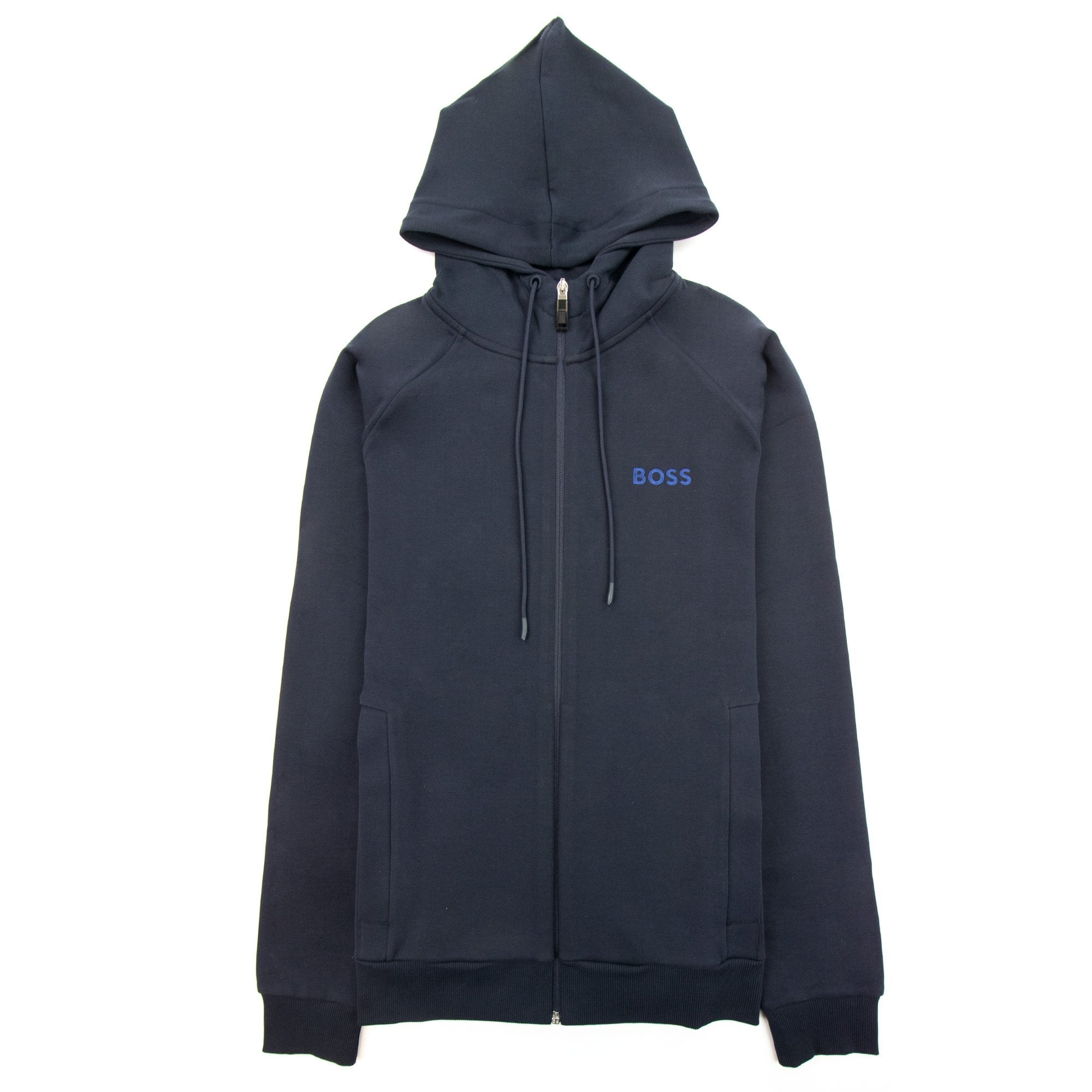 Hugo Boss Saggy 1 Embroidered Logo Zip Up Hoodie Navy 402
