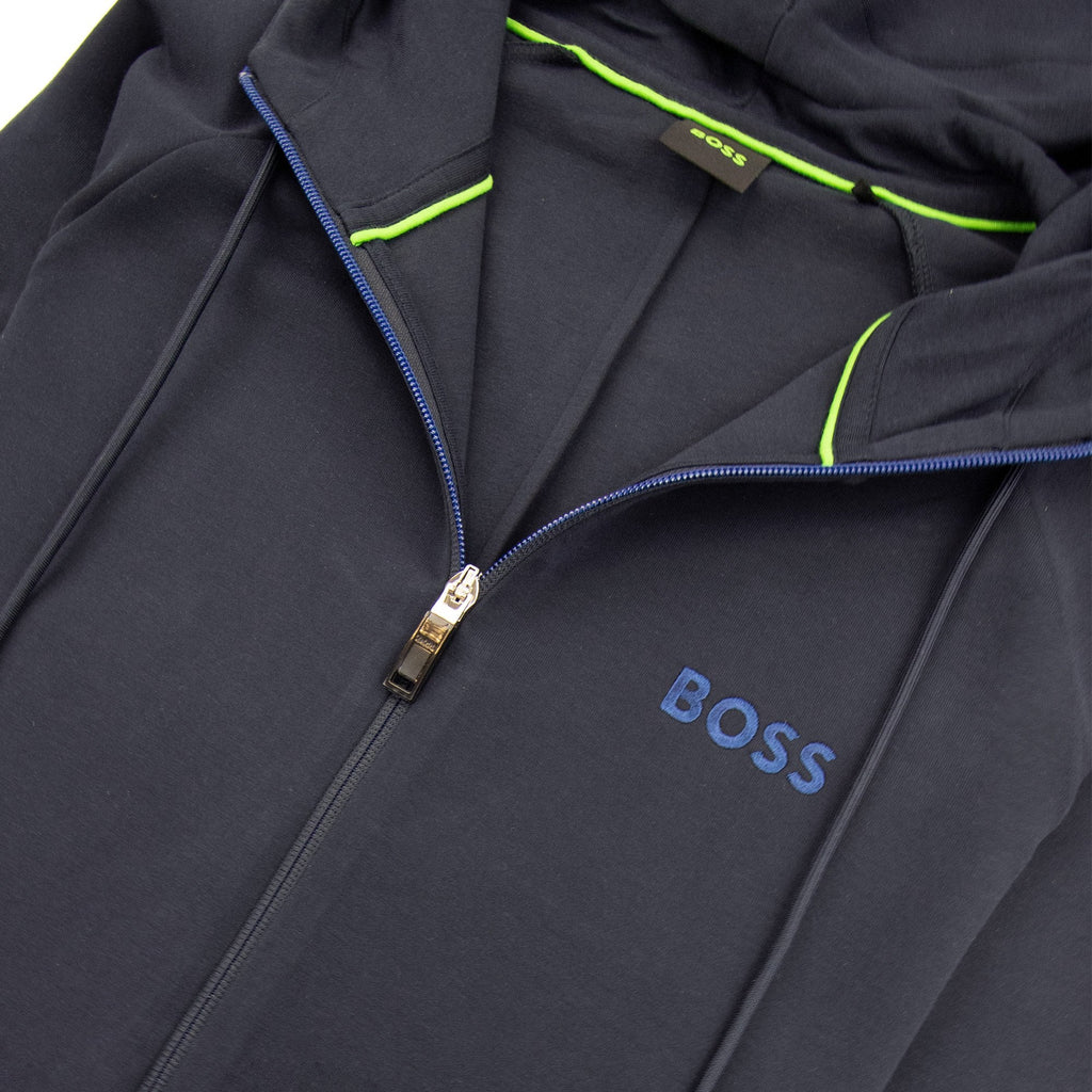 Hugo Boss Saggy 1 Embroidered Logo Zip Up Hoodie Navy 402