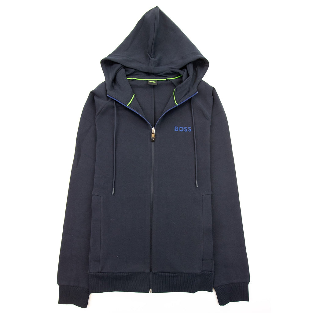 Hugo Boss Saggy 1 Embroidered Logo Zip Up Hoodie Navy 402