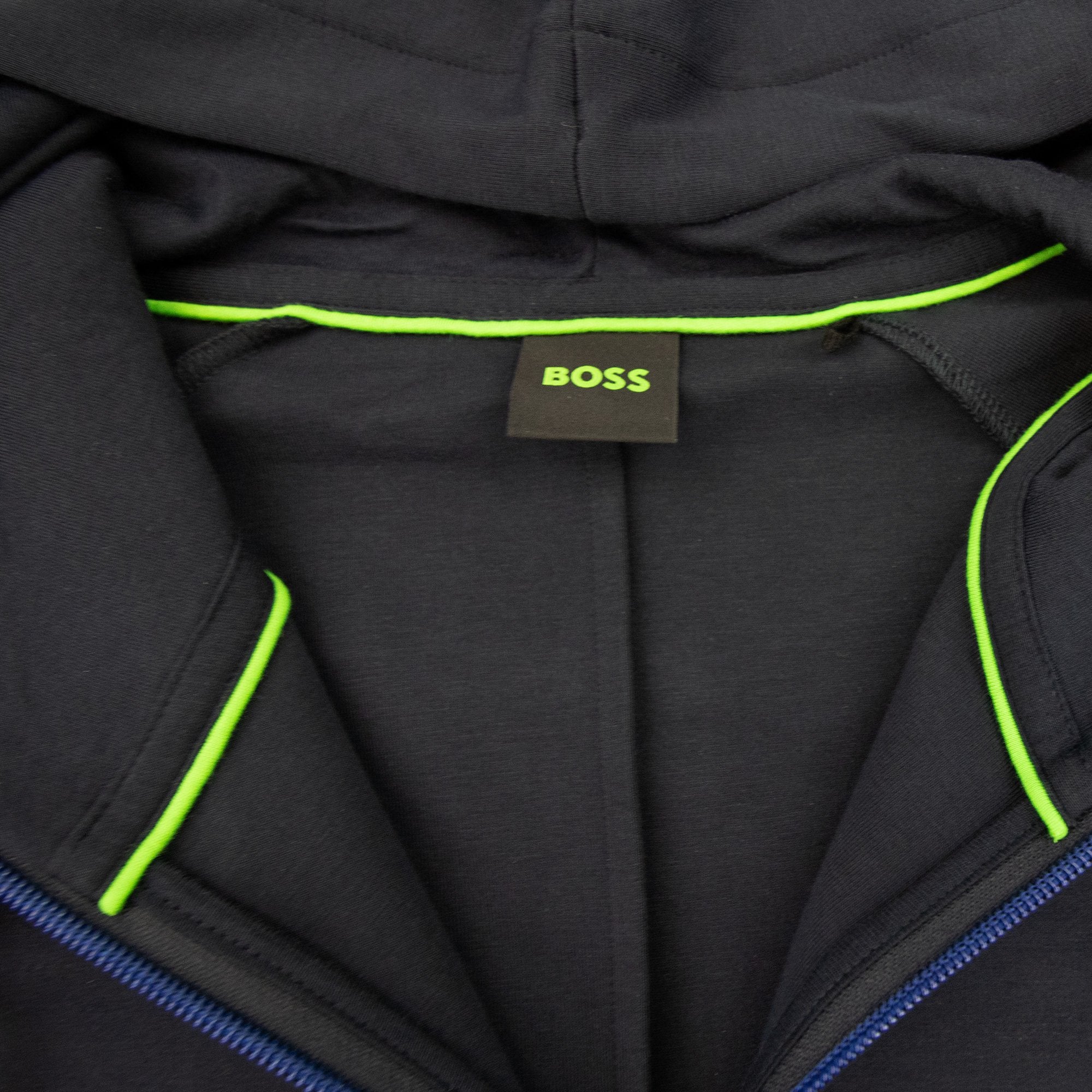 Hugo Boss Saggy 1 Embroidered Logo Zip Up Hoodie Navy 402