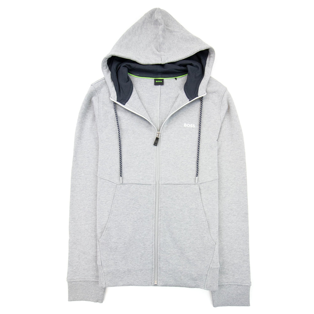 Hugo Boss Saggy Embroidered Contrast Logo Zip Up Sweatshirt Grey 059