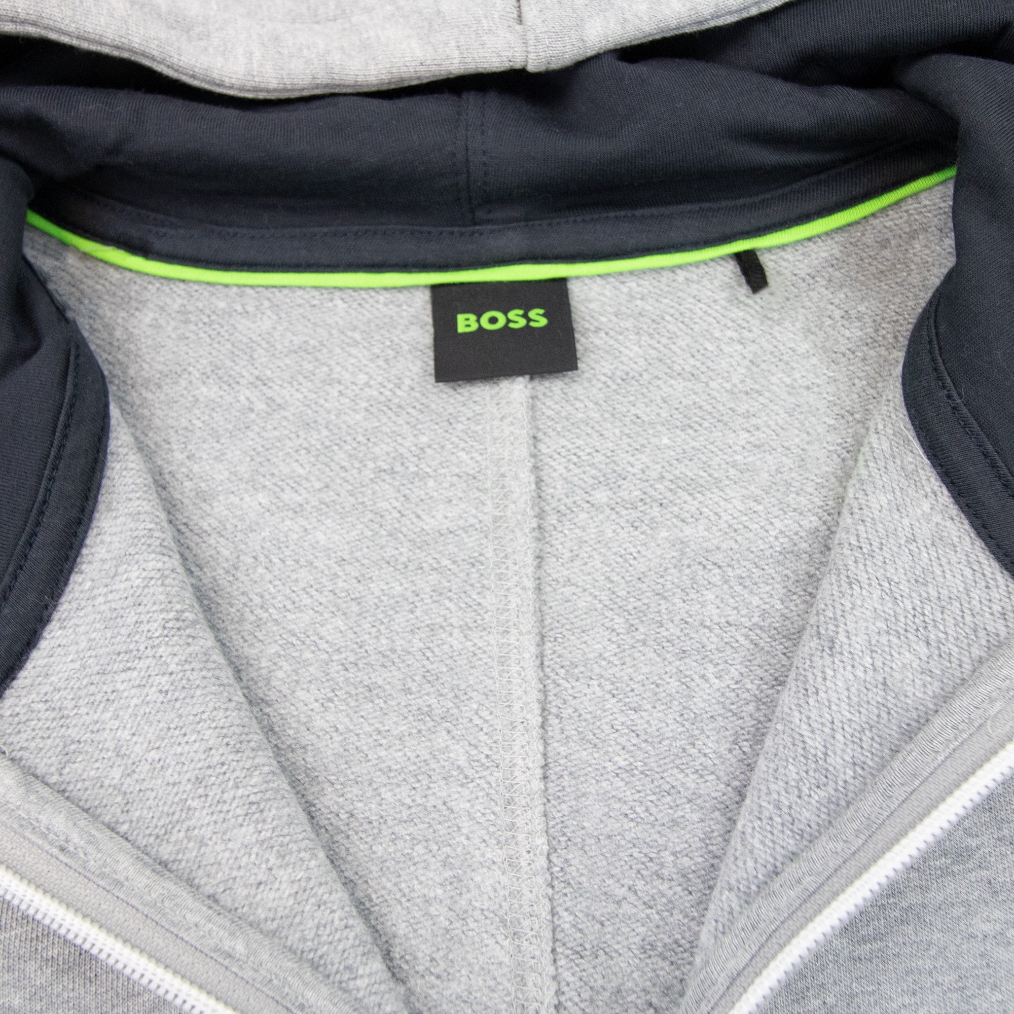 Hugo Boss Saggy Embroidered Contrast Logo Zip Up Sweatshirt Grey 059