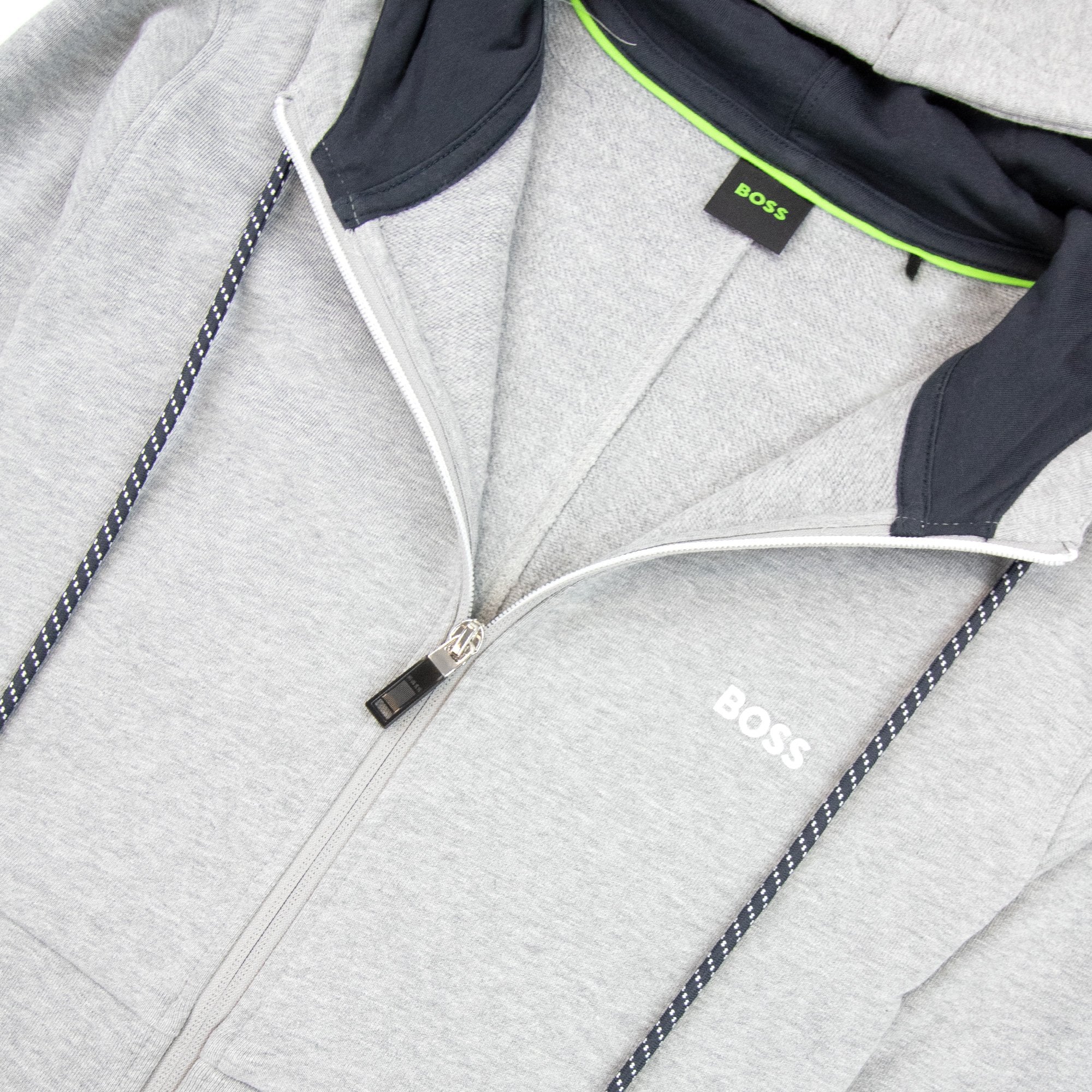 Hugo Boss Saggy Embroidered Contrast Logo Zip Up Sweatshirt Grey 059
