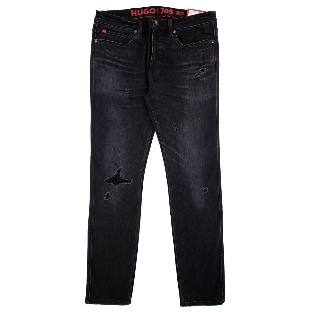 Hugo Slim-fit Jeans In Black Comfort-stretch Denim Dark Grey