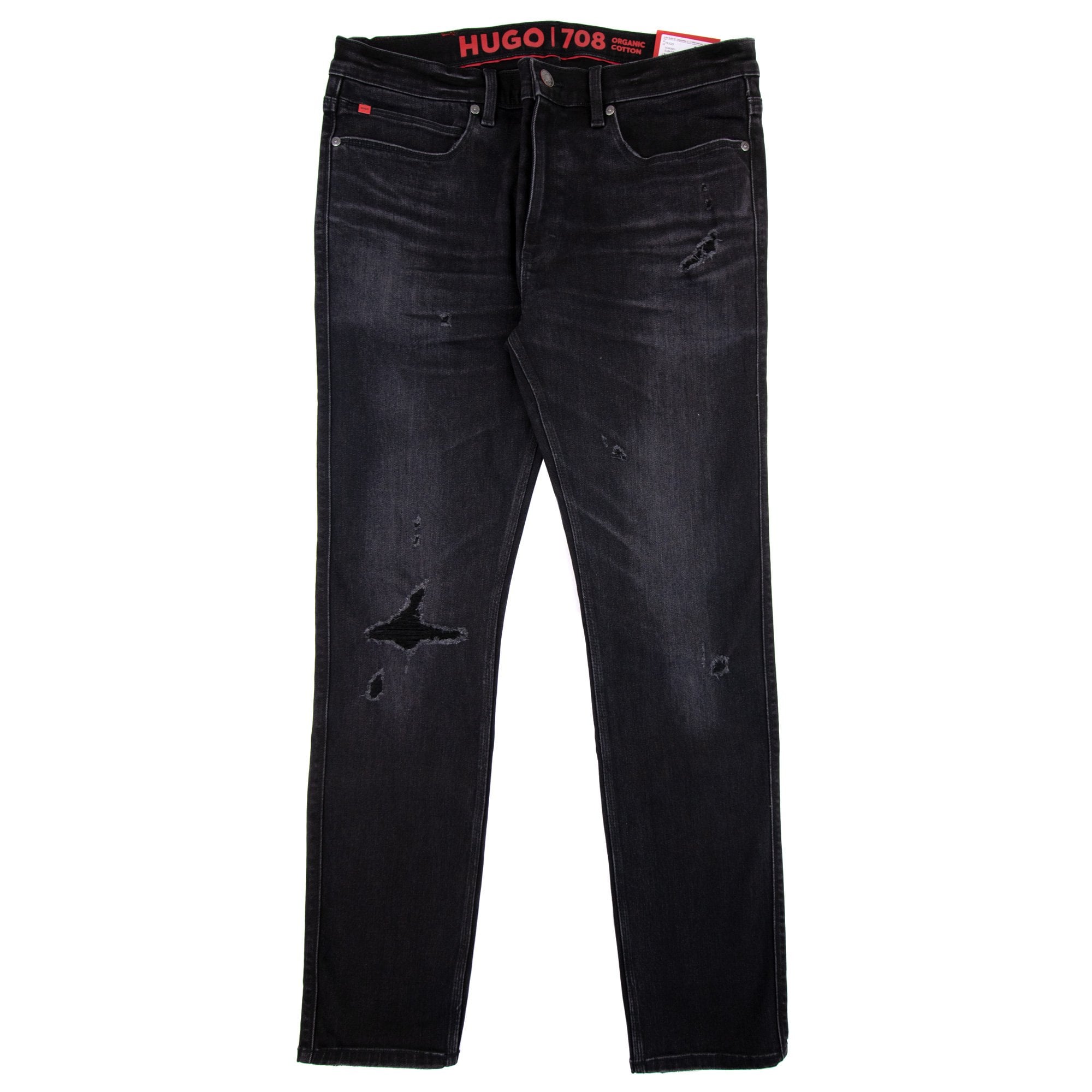 Hugo Slim-fit Jeans In Black Comfort-stretch Denim Dark Grey