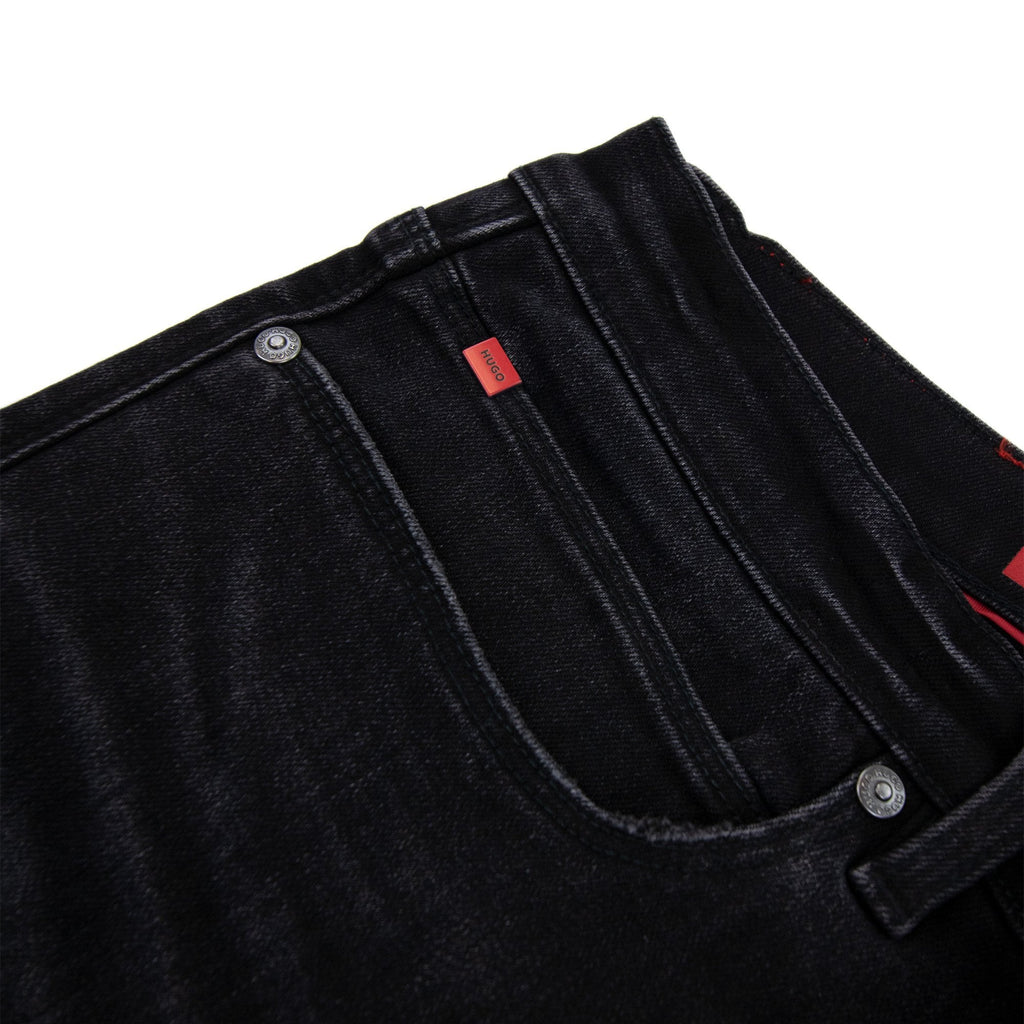 Hugo Slim-fit Jeans In Black Comfort-stretch Denim Dark Grey