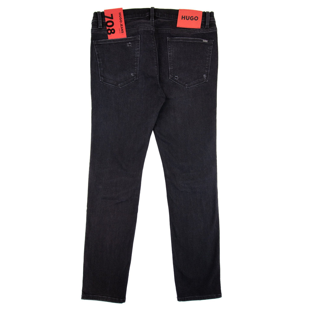 Hugo Slim-fit Jeans In Black Comfort-stretch Denim Dark Grey