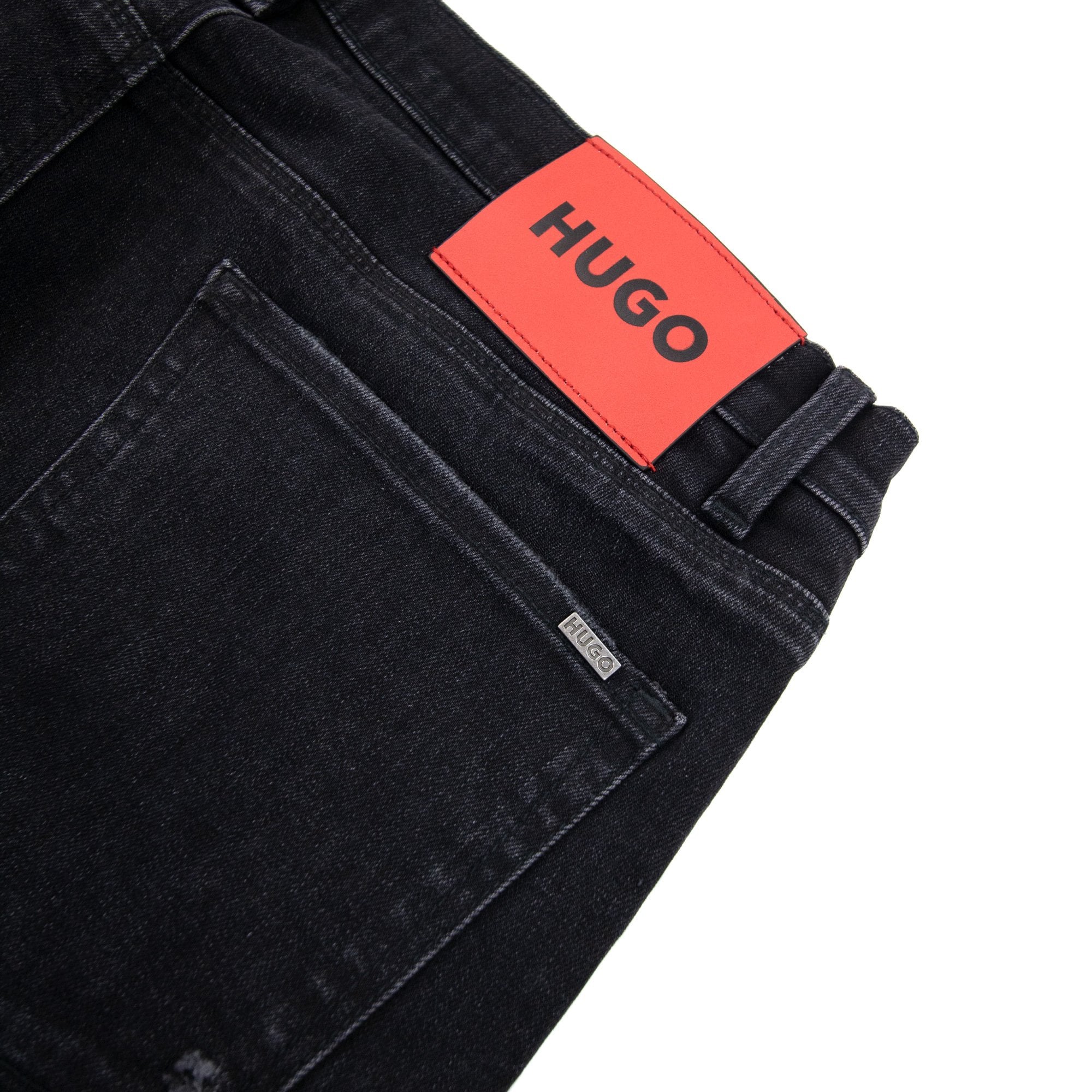 Hugo Slim-fit Jeans In Black Comfort-stretch Denim Dark Grey