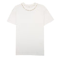 Valentino Cotton Crewneck T-shirt With Gold Untitled Studs White