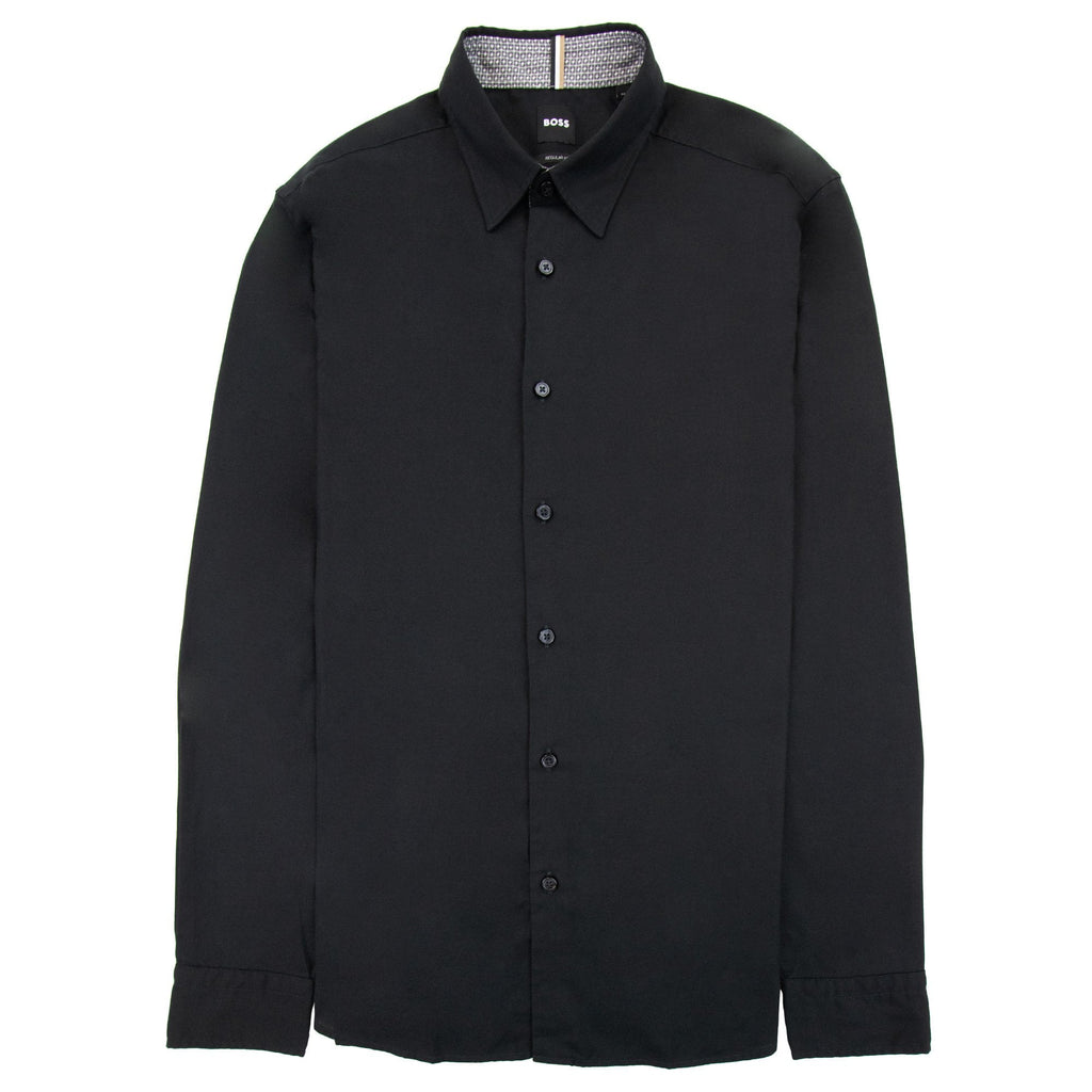 Hugo Boss Regular-fit Shirt In Brushed-cotton Flannel Black 001