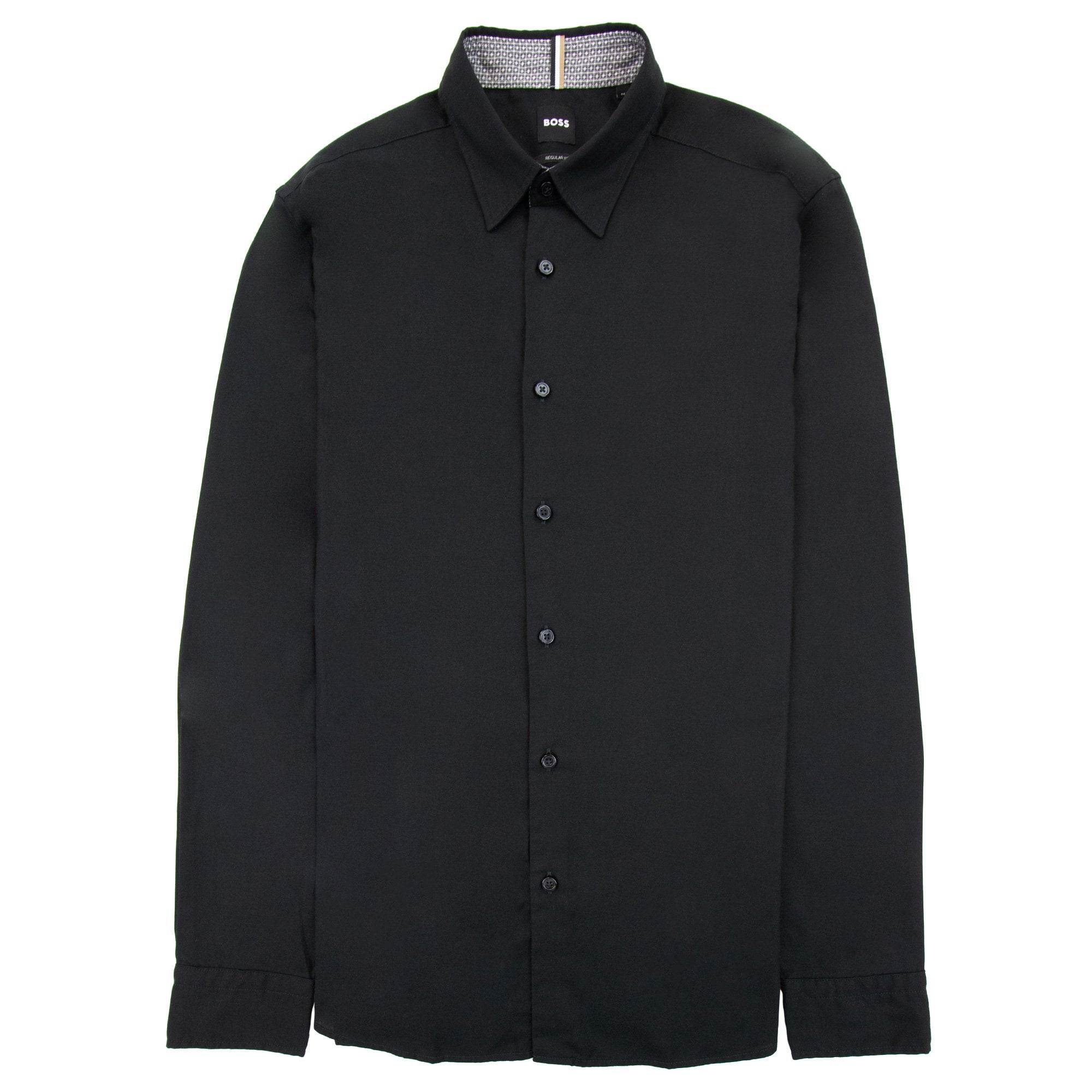 Hugo Boss Regular-fit Shirt In Brushed-cotton Flannel Black 001