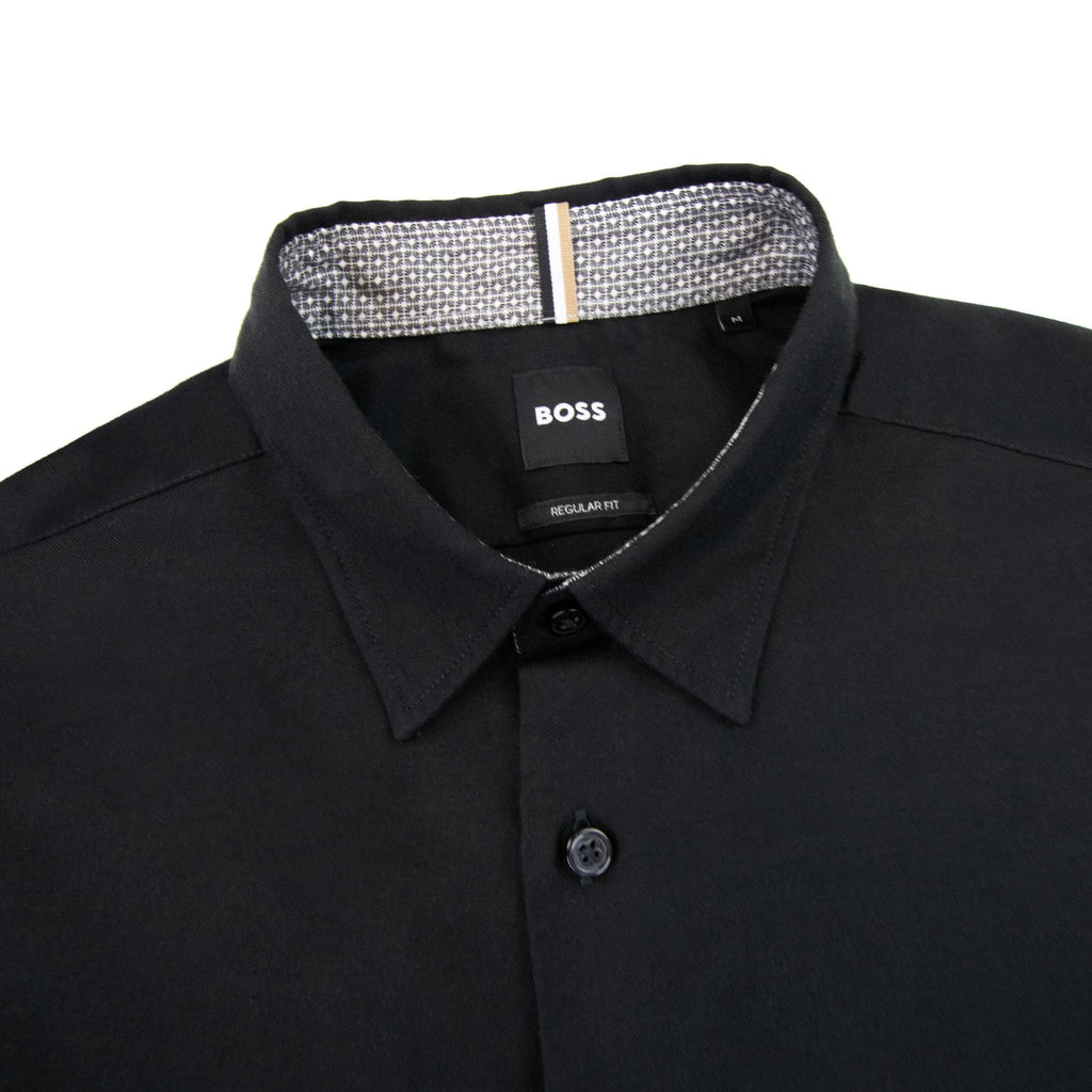 Hugo Boss Regular-fit Shirt In Brushed-cotton Flannel Black 001