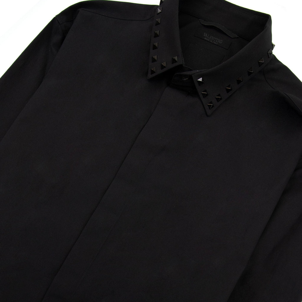 Valentino Long Sleeve Cotton Shirt With Black Untitled Studs Black