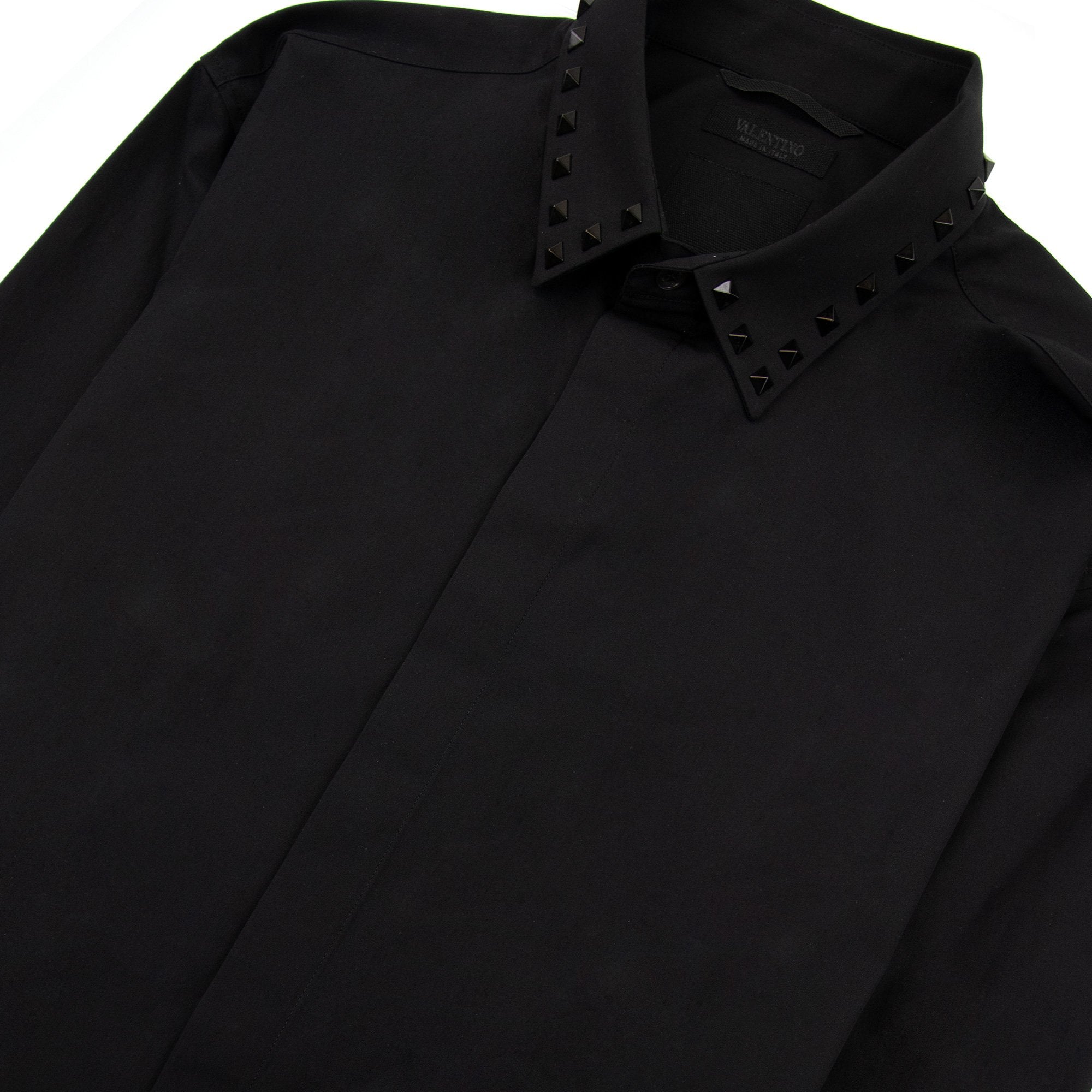 Valentino Long Sleeve Cotton Shirt With Black Untitled Studs Black
