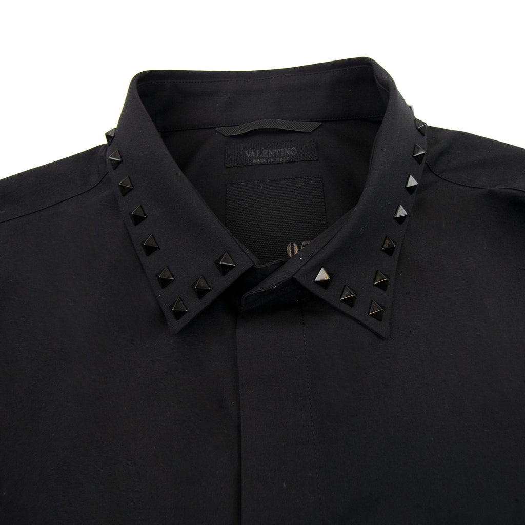 Valentino Long Sleeve Cotton Shirt With Black Untitled Studs Black