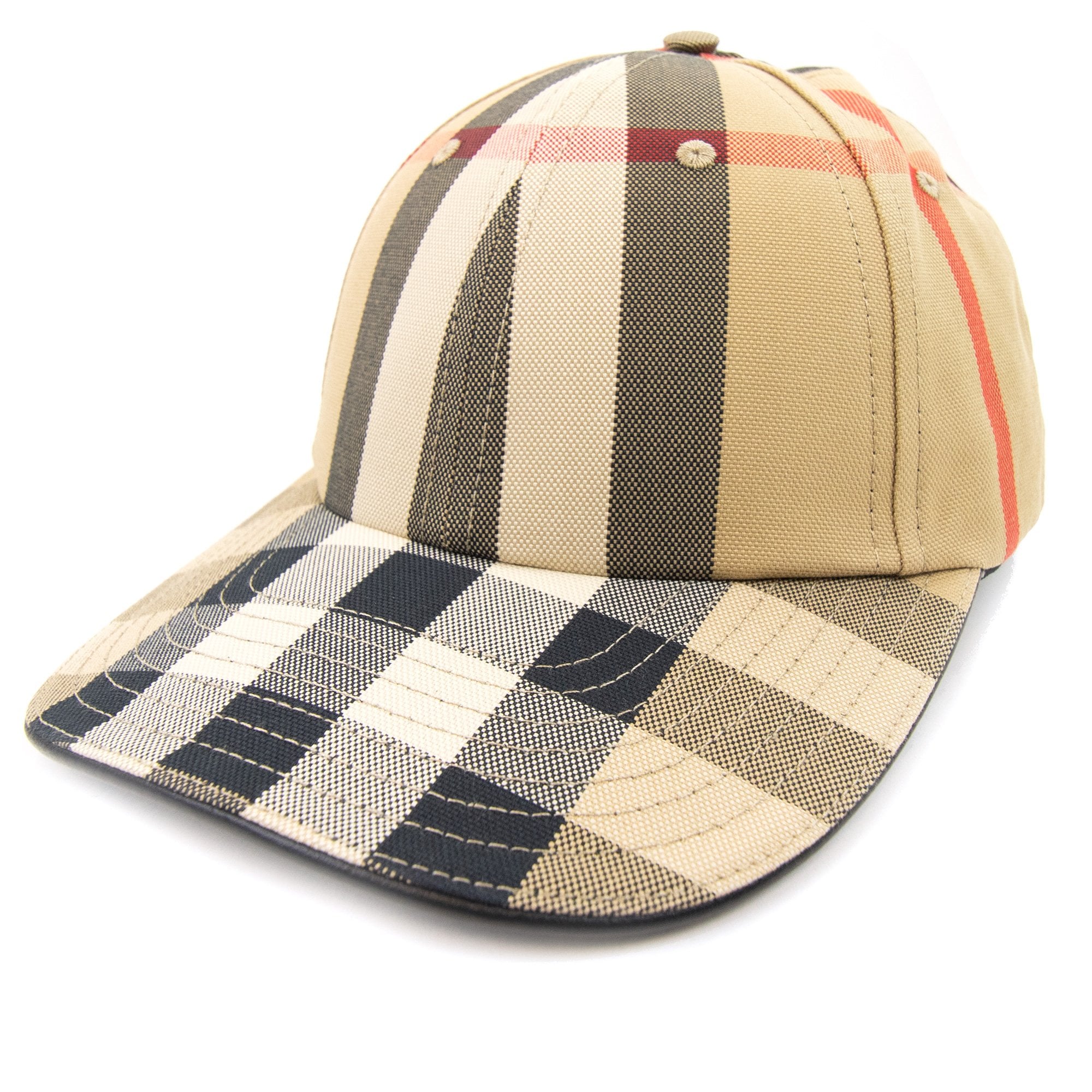 Burberry Embroidered Logo Check Cotton Baseball Cap Archive Beige