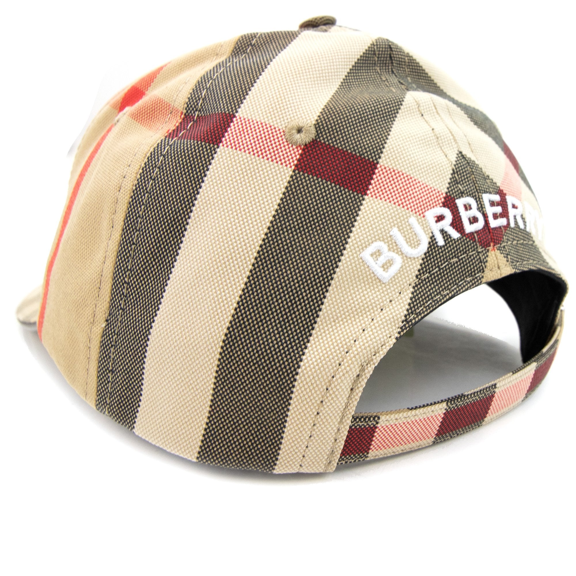 Burberry Embroidered Logo Check Cotton Baseball Cap Archive Beige