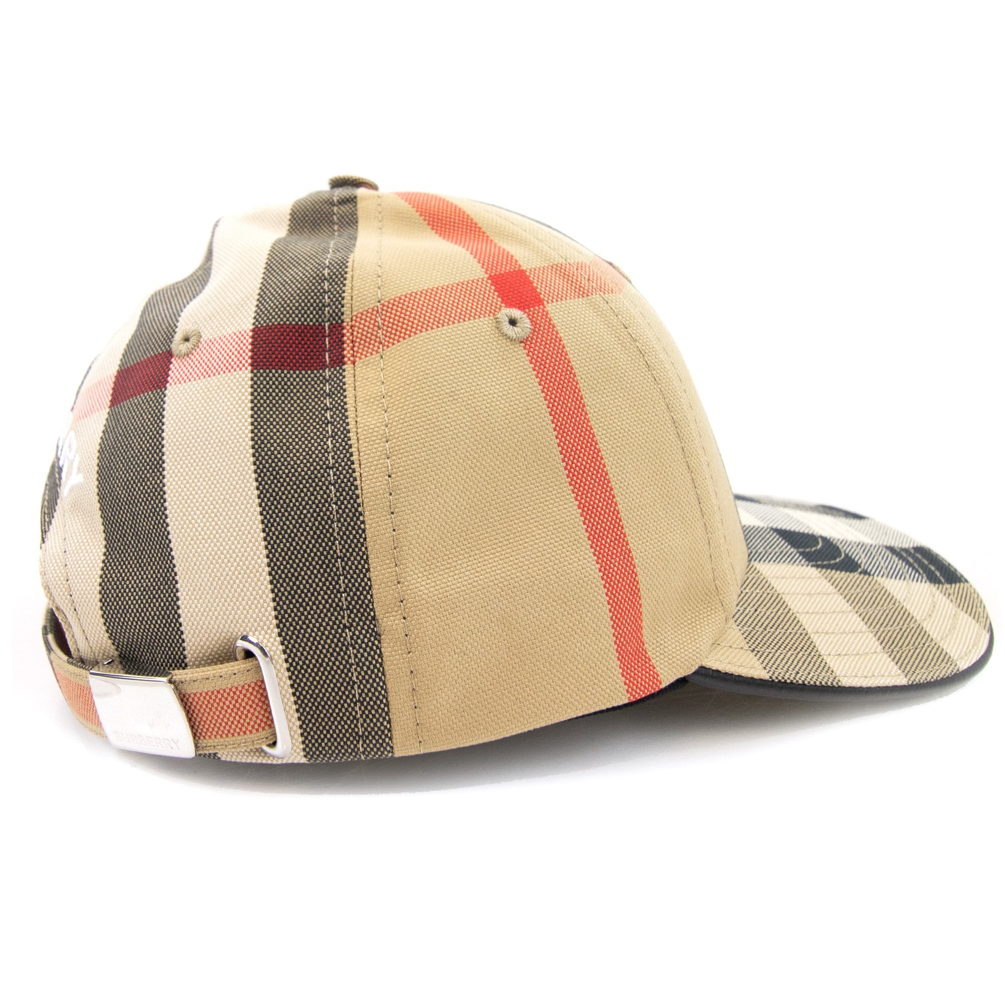 Burberry Embroidered Logo Check Cotton Baseball Cap Archive Beige