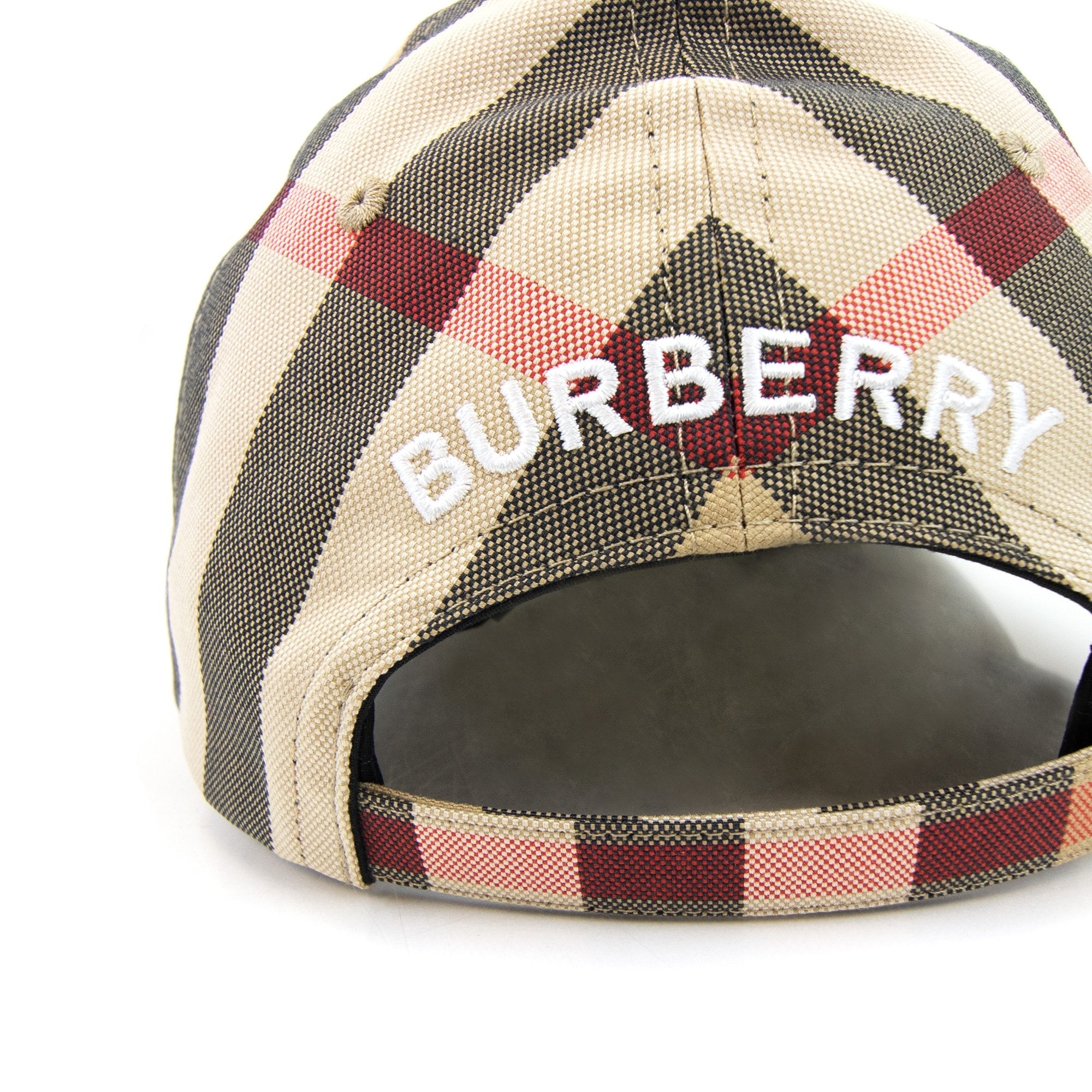 Burberry Embroidered Logo Check Cotton Baseball Cap Archive Beige