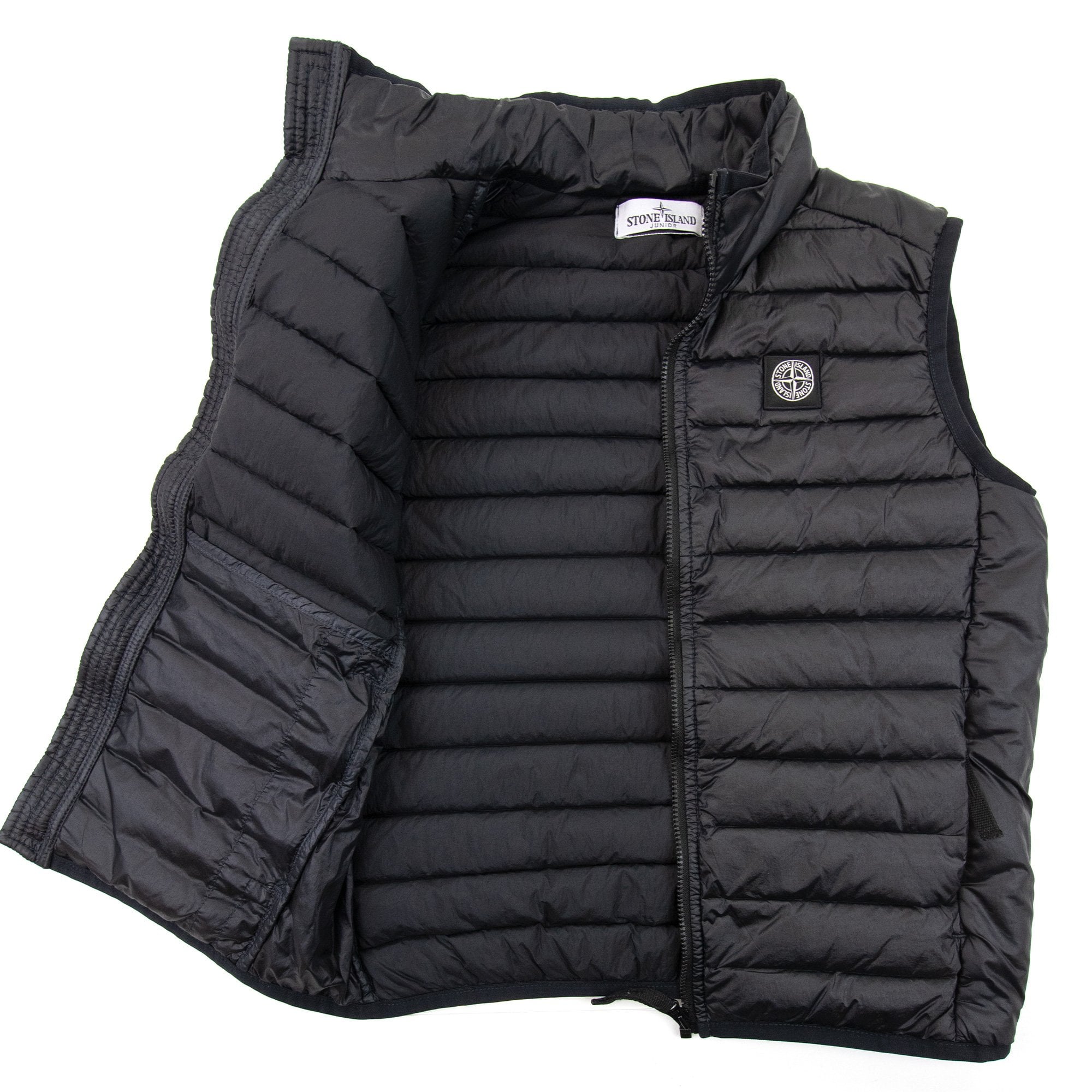 Stone Island Junior G0131 Loom Woven Nylon Gilet Black V0029
