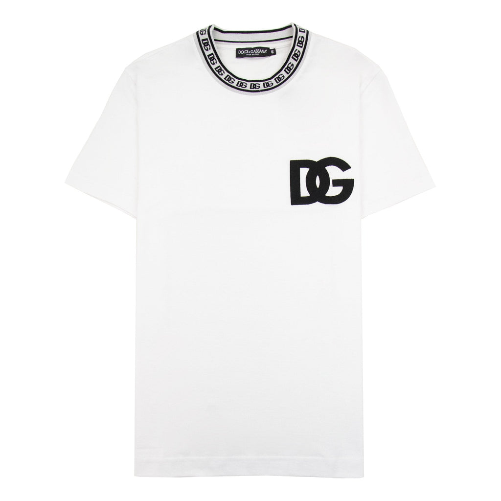 Dolce & Gabbana Cotton Round-neck T-shirt With Dg Embroidery White