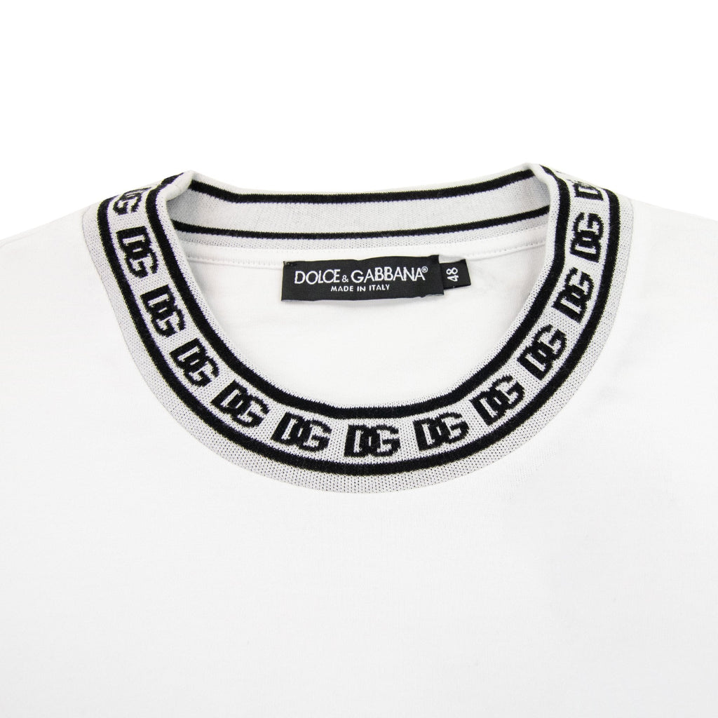 Dolce & Gabbana Cotton Round-neck T-shirt With Dg Embroidery White
