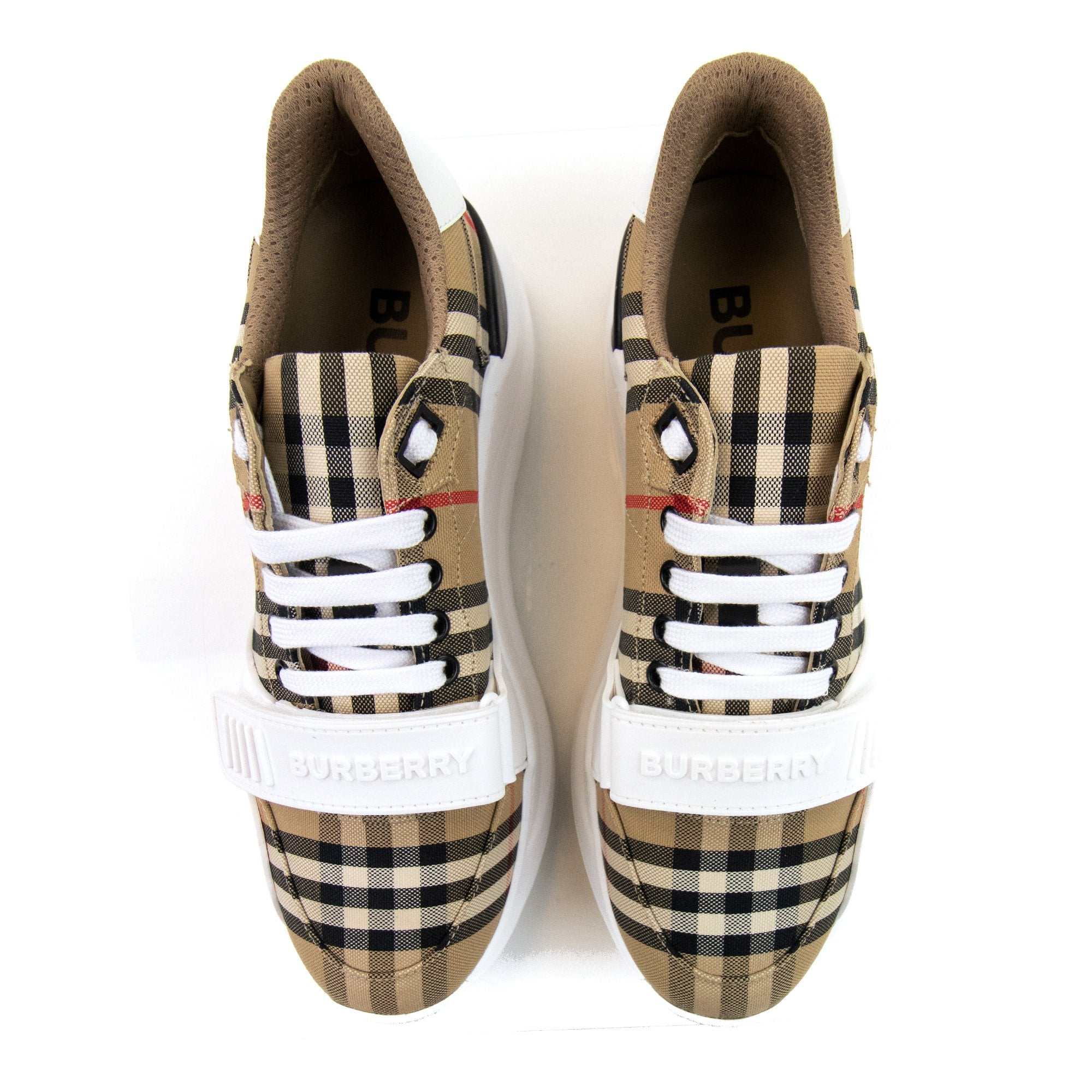 Burberry Vintage Check Suede And Leather Sneakers Archive Beige