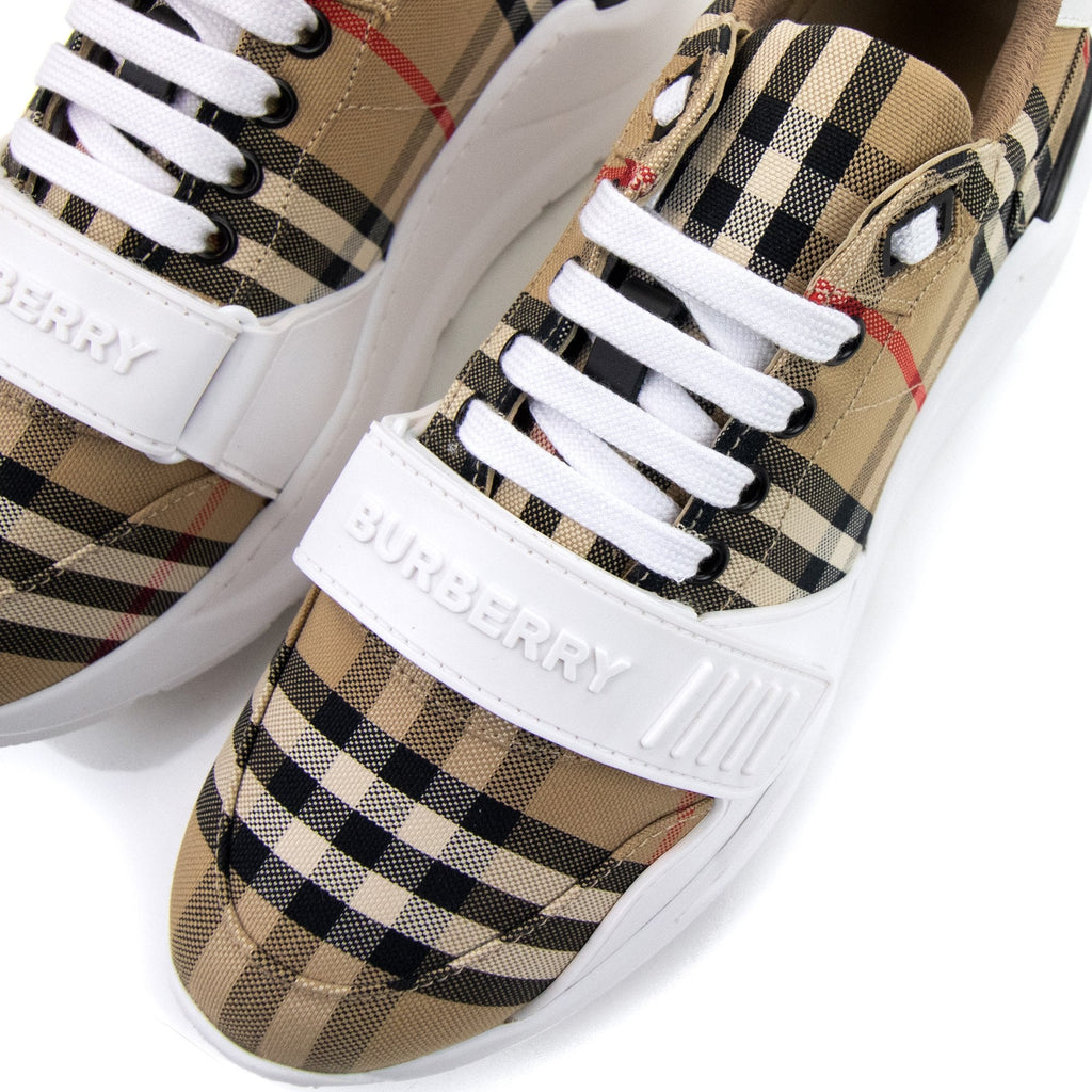 Burberry Vintage Check Suede And Leather Sneakers Archive Beige