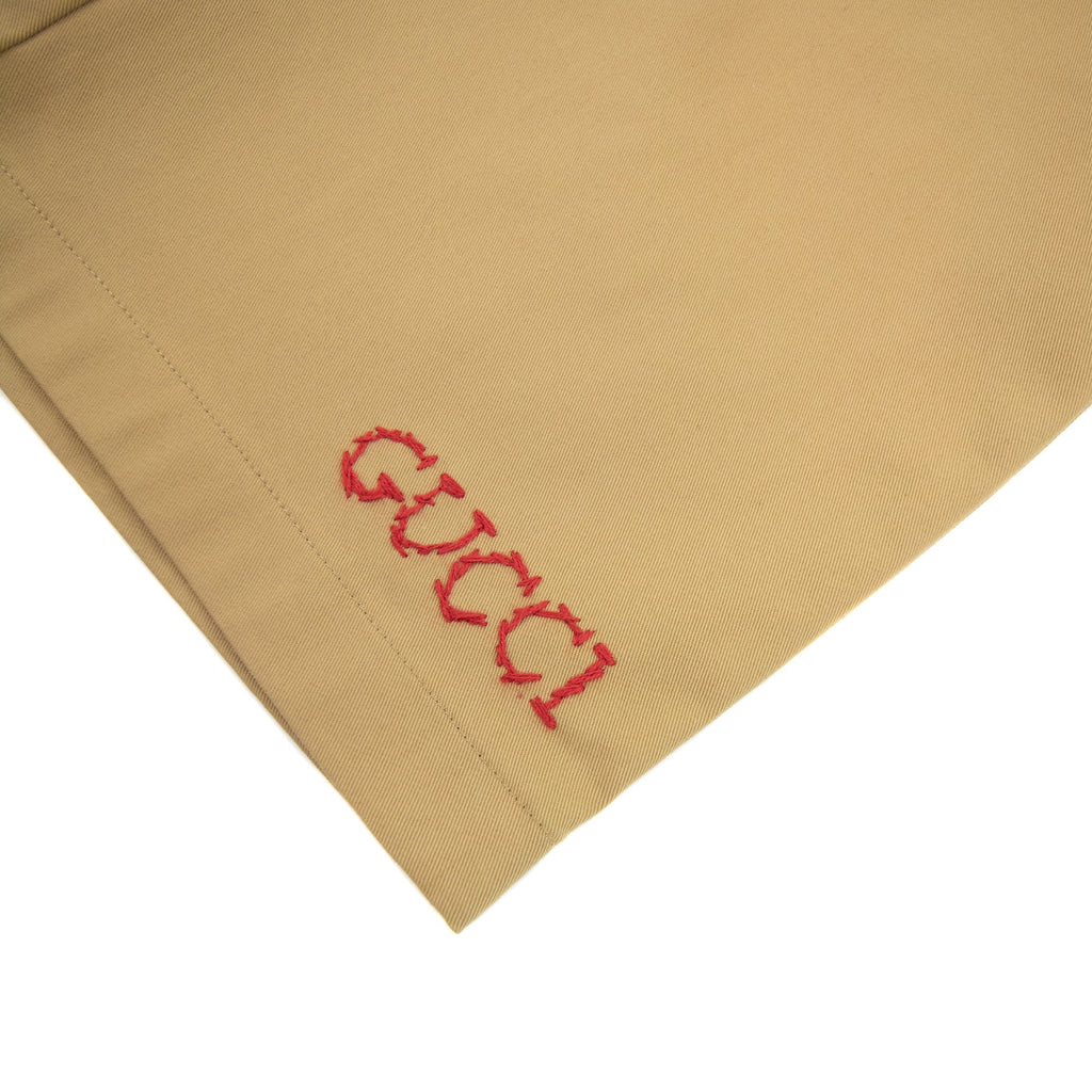 Gucci Junior Embroidered Logo Chino Shorts Beige