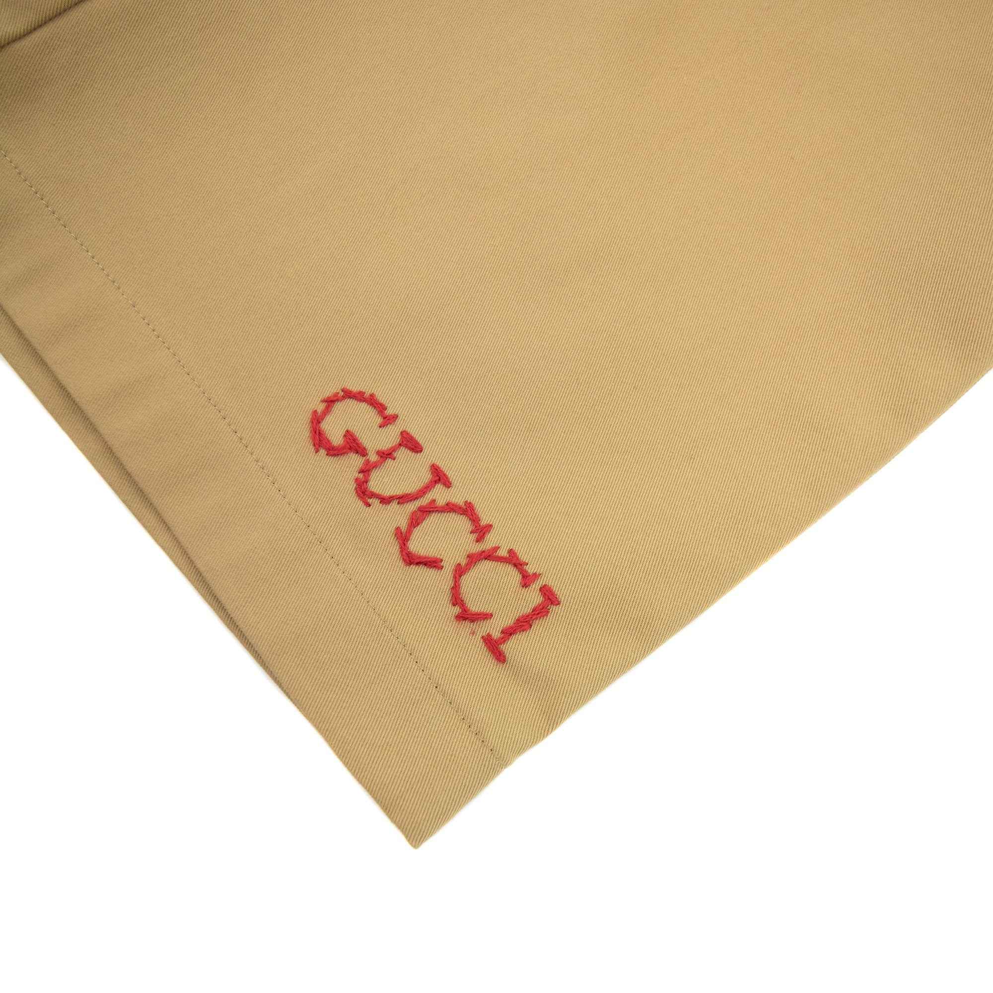 Gucci Junior Embroidered Logo Chino Shorts Beige