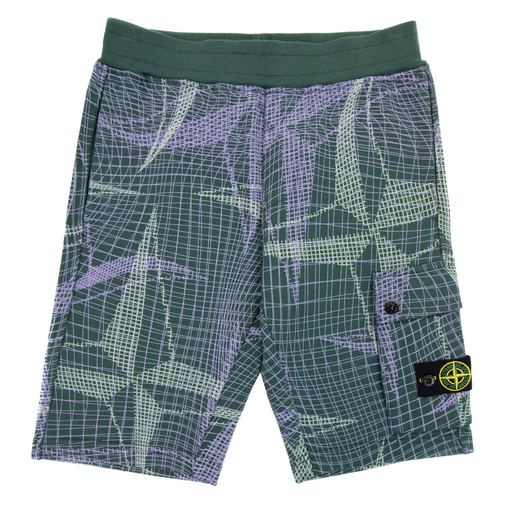Stone Island Junior 61720 Camouflage Print Bermuda Shorts Bottle Green V0053