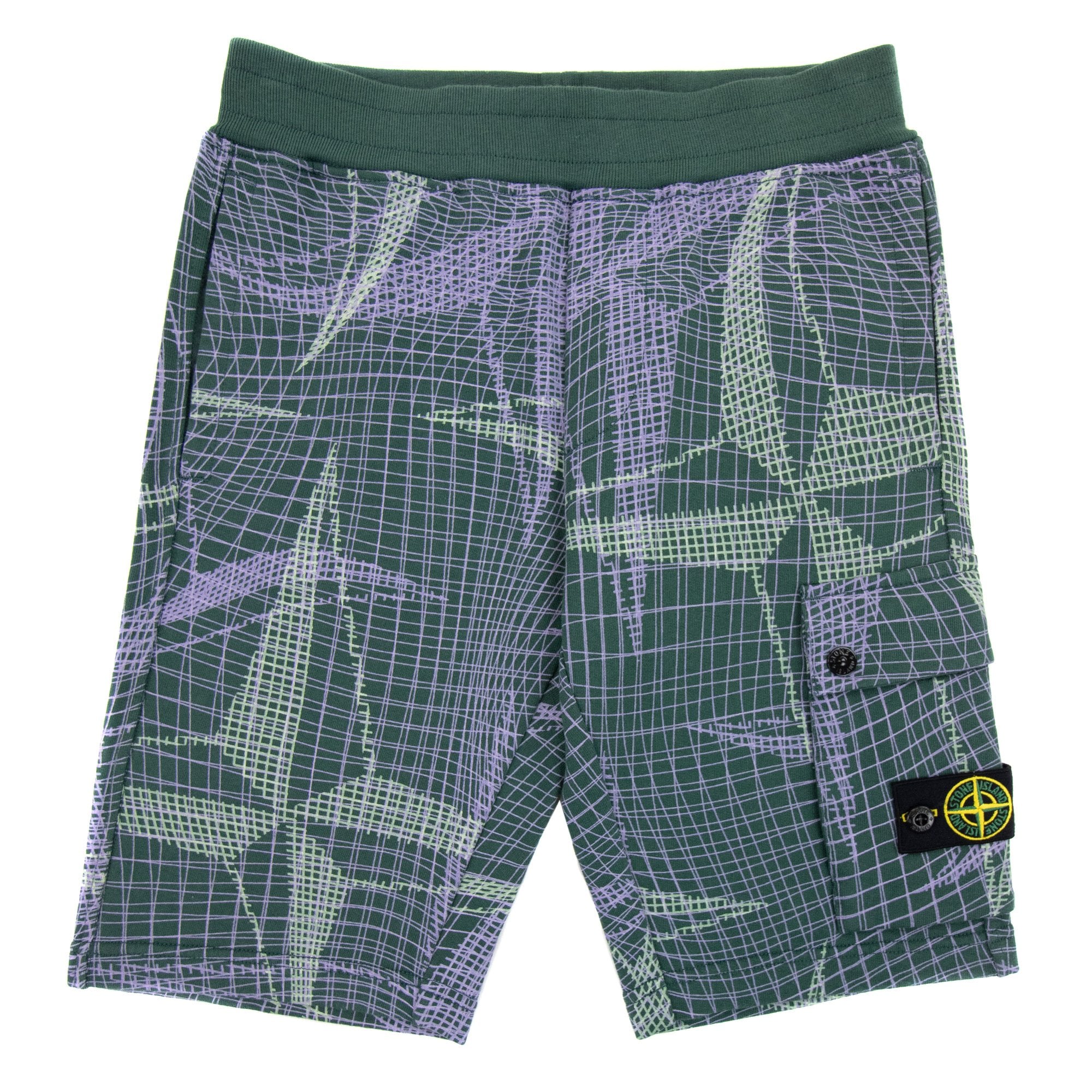 Stone Island Junior 61720 Camouflage Print Bermuda Shorts Bottle Green V0053