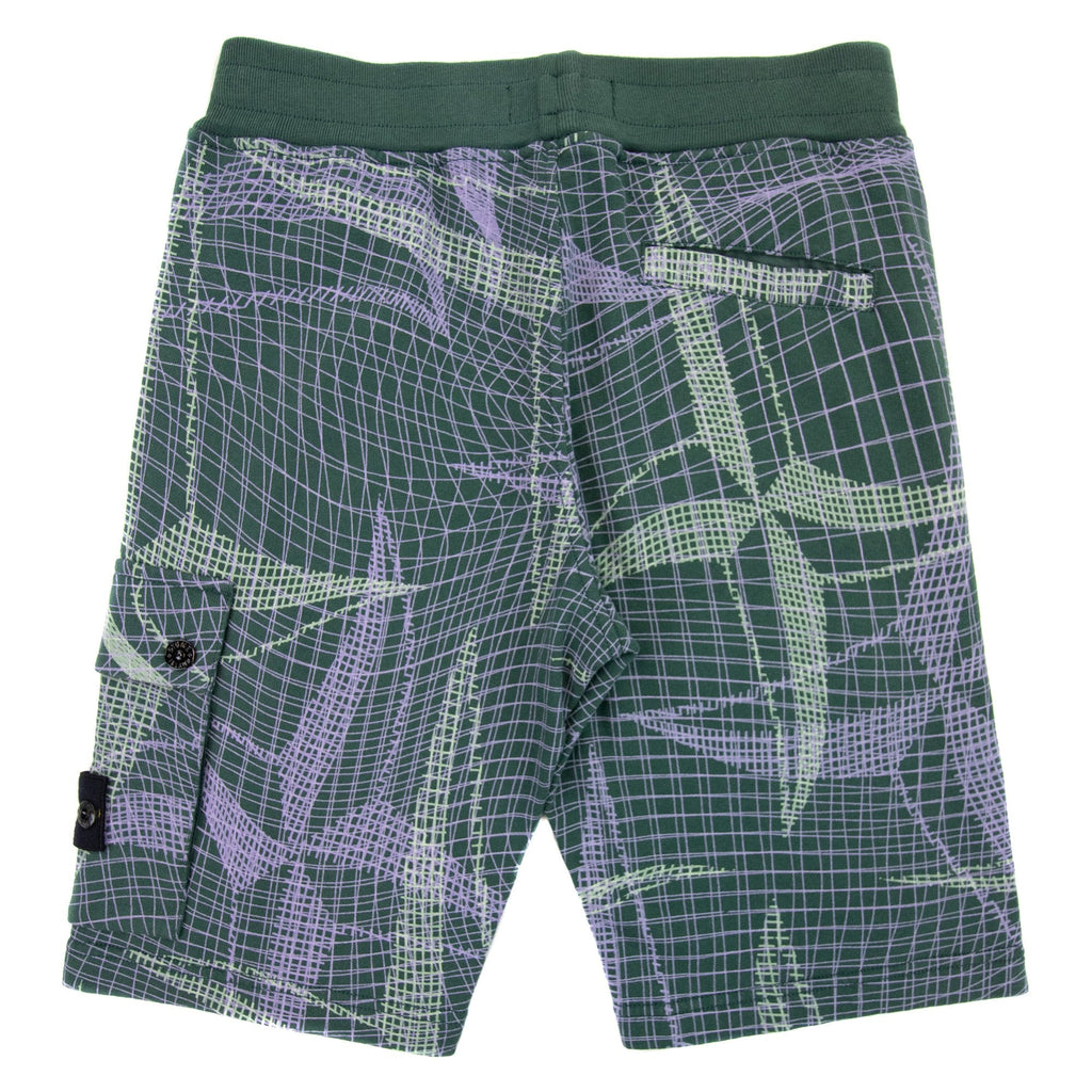 Stone Island Junior 61720 Camouflage Print Bermuda Shorts Bottle Green V0053