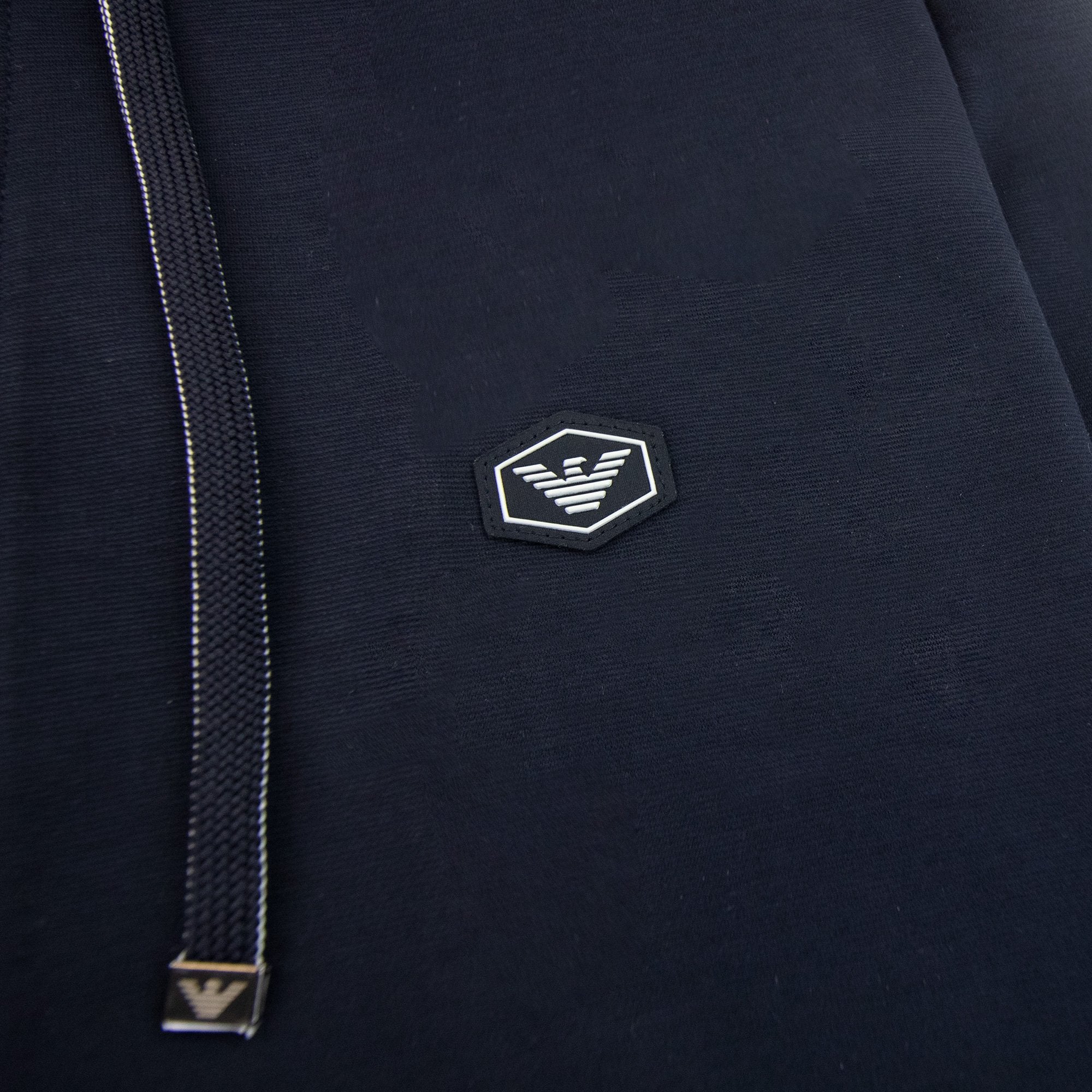 Emporio Armani Hooded Zipped Ponte-di-roma Sweatshirt Navy