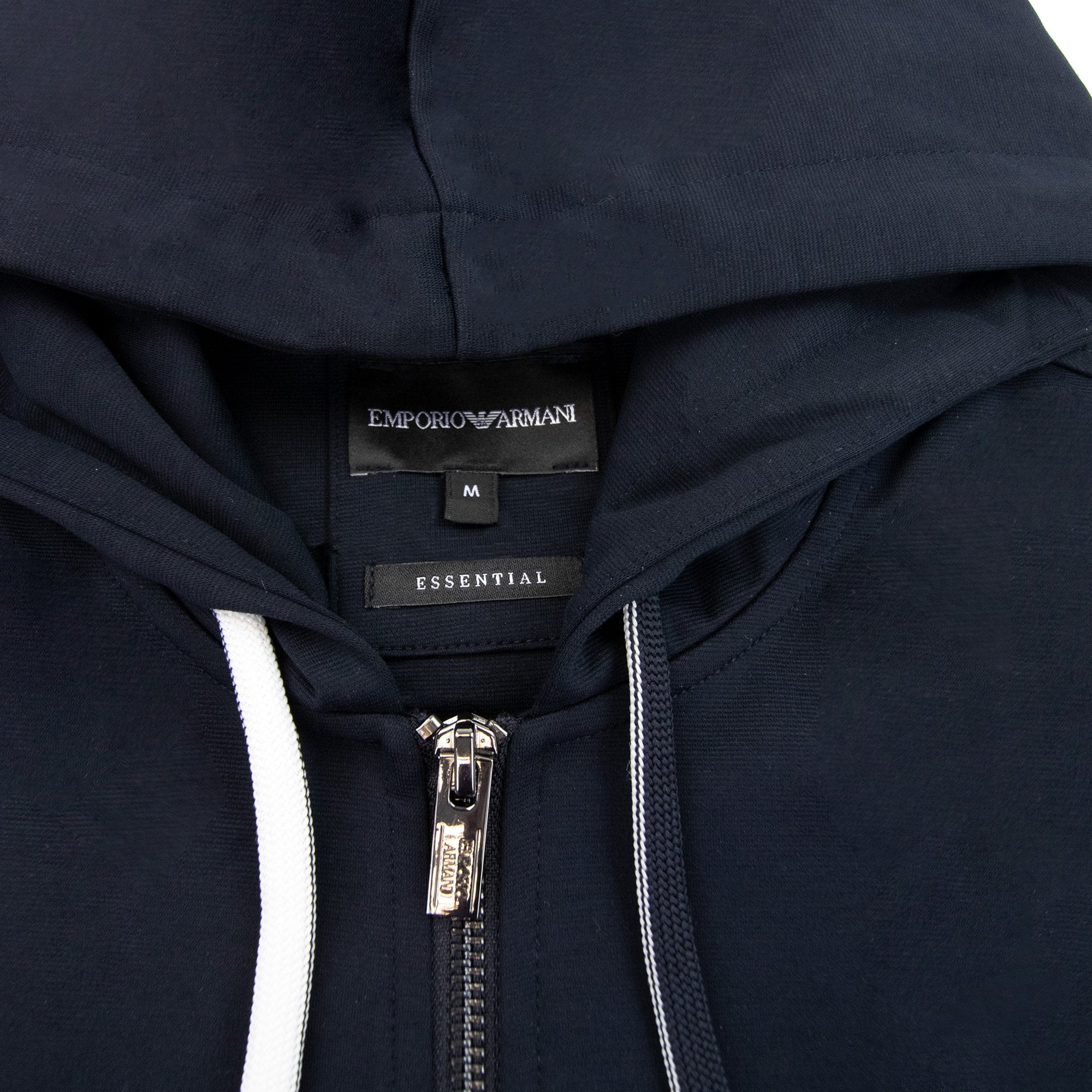 Emporio Armani Hooded Zipped Ponte-di-roma Sweatshirt Navy