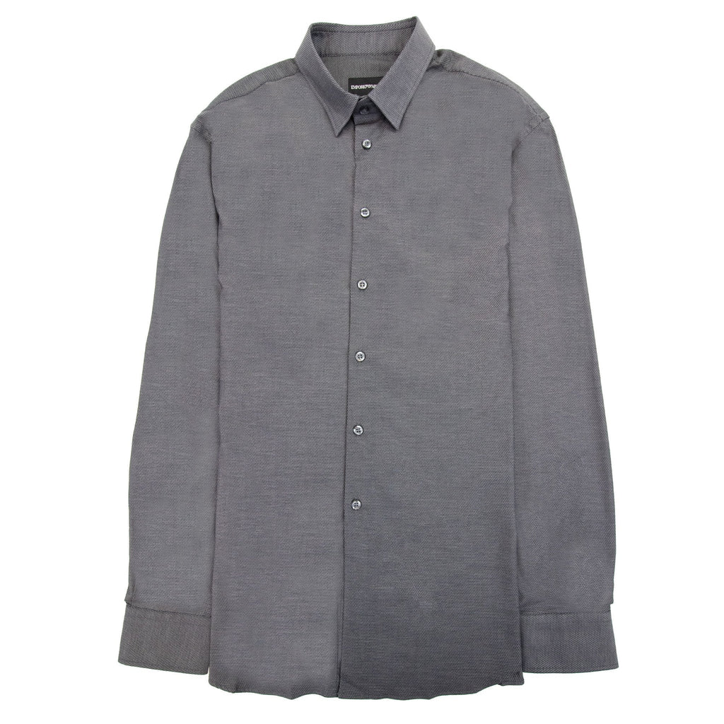 Emporio Armani Long Sleeve Stretchy Shirt Dark Grey
