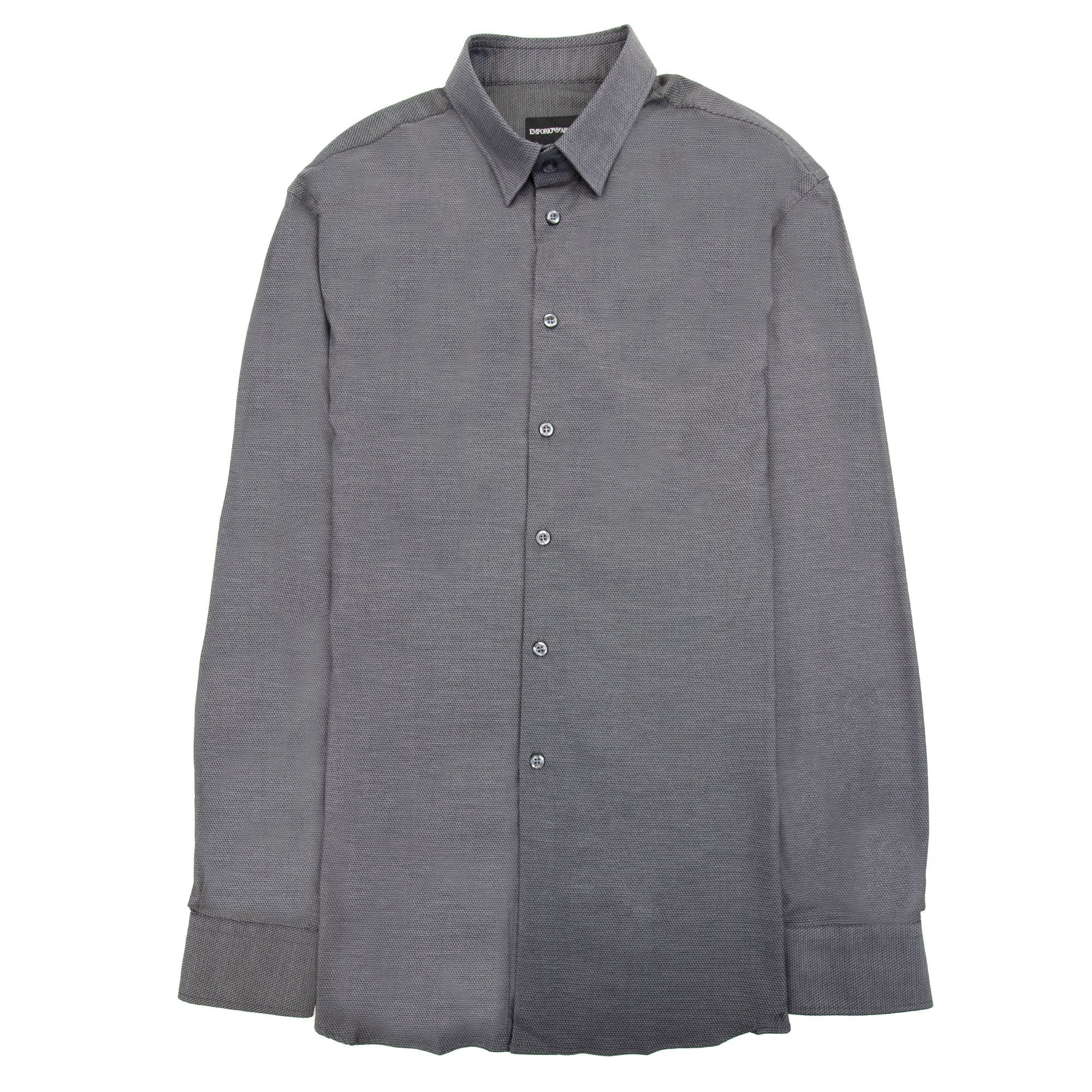Emporio Armani Long Sleeve Stretchy Shirt Dark Grey
