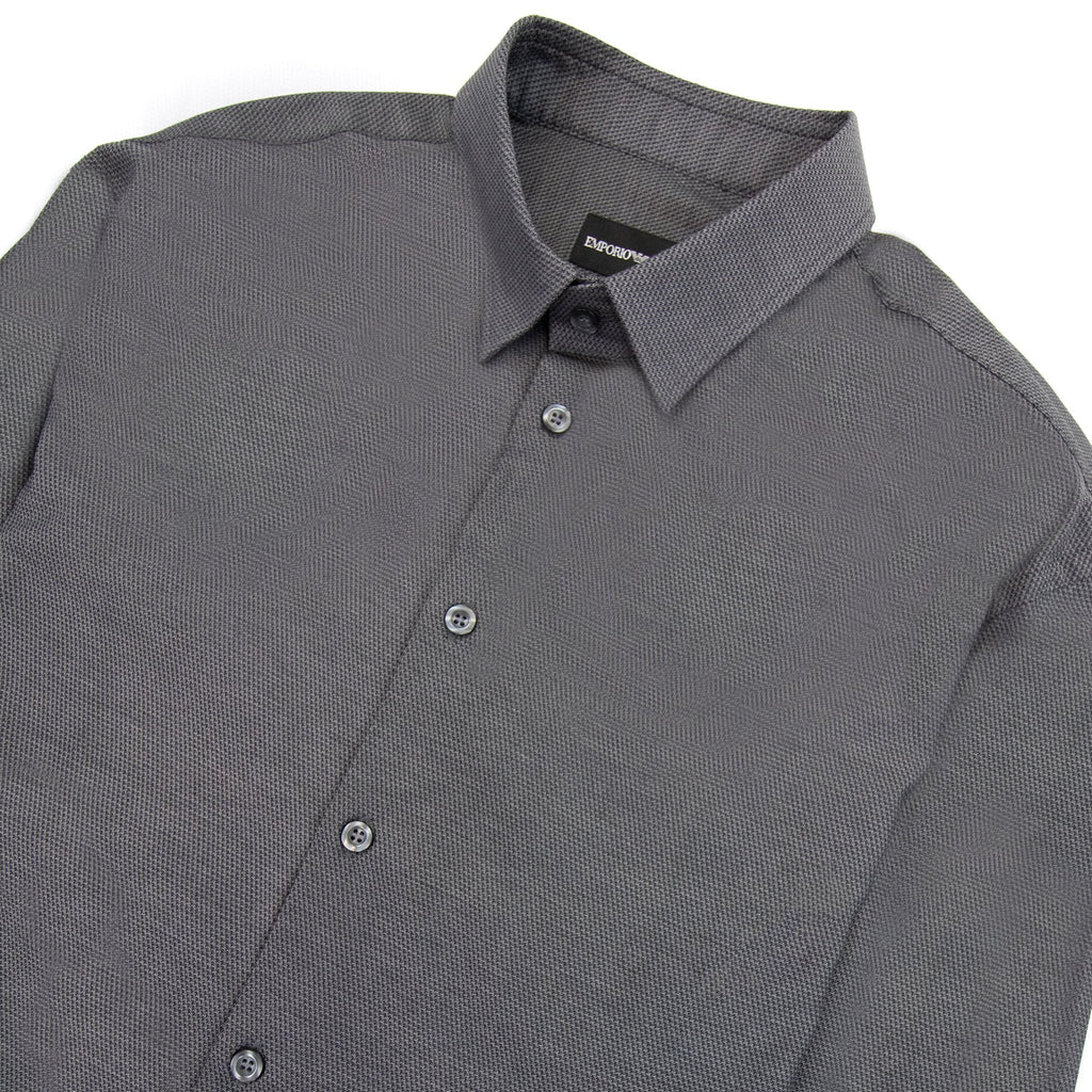 Emporio Armani Long Sleeve Stretchy Shirt Dark Grey
