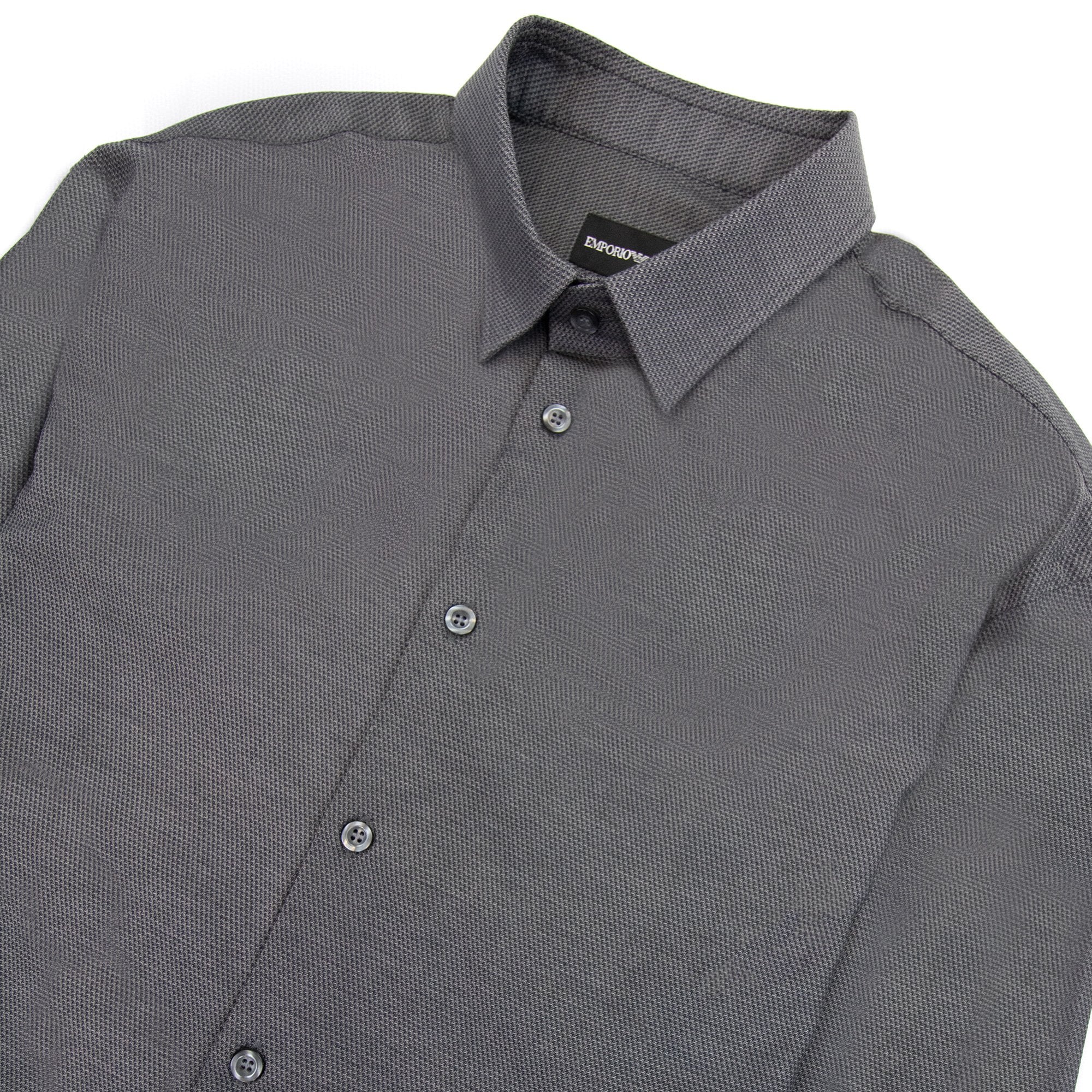 Emporio Armani Long Sleeve Stretchy Shirt Dark Grey