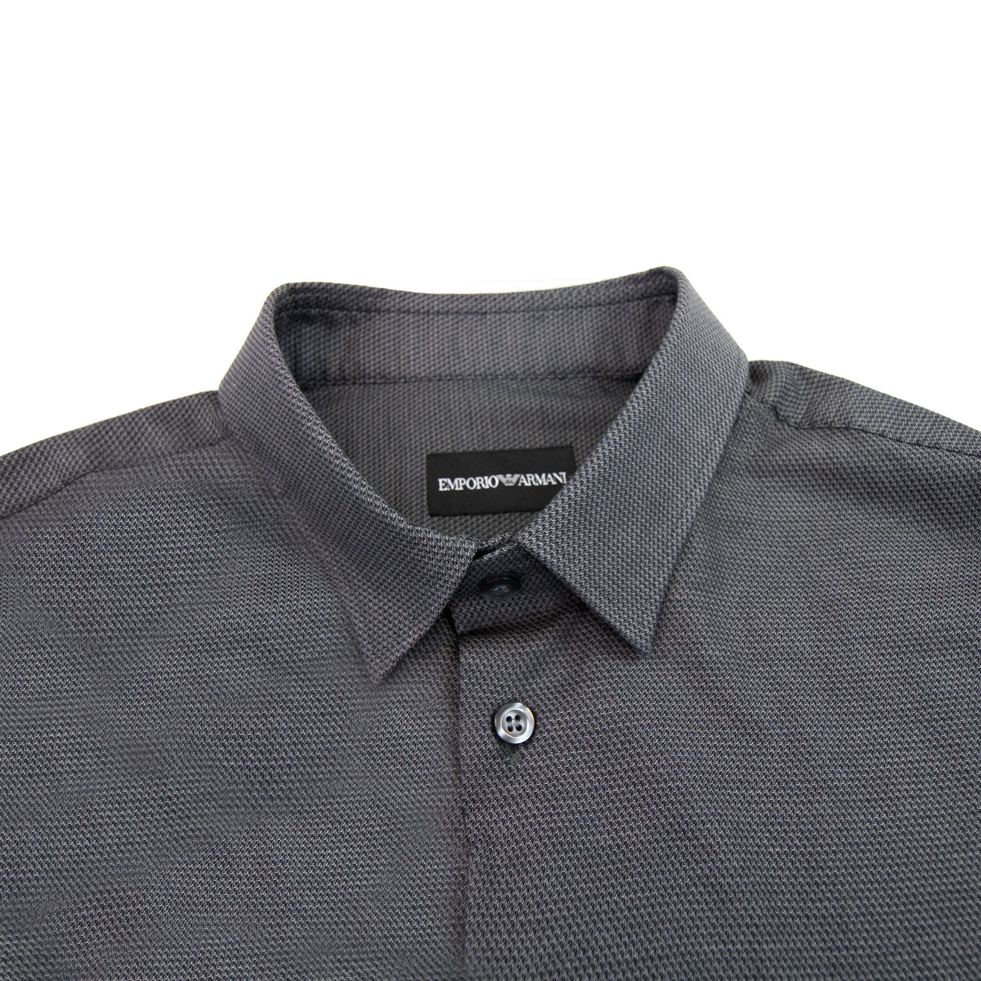 Emporio Armani Long Sleeve Stretchy Shirt Dark Grey