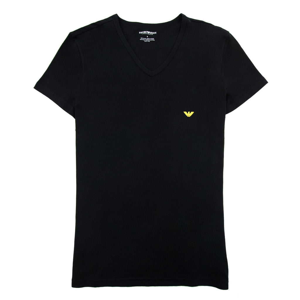 Emporio Armani Eagle Logo V Neck T Shirt Black